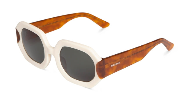 MR BOHO SAGENE AWF5-11 unisex eyewear featuring a full-rimmed geometric design in white acetate.