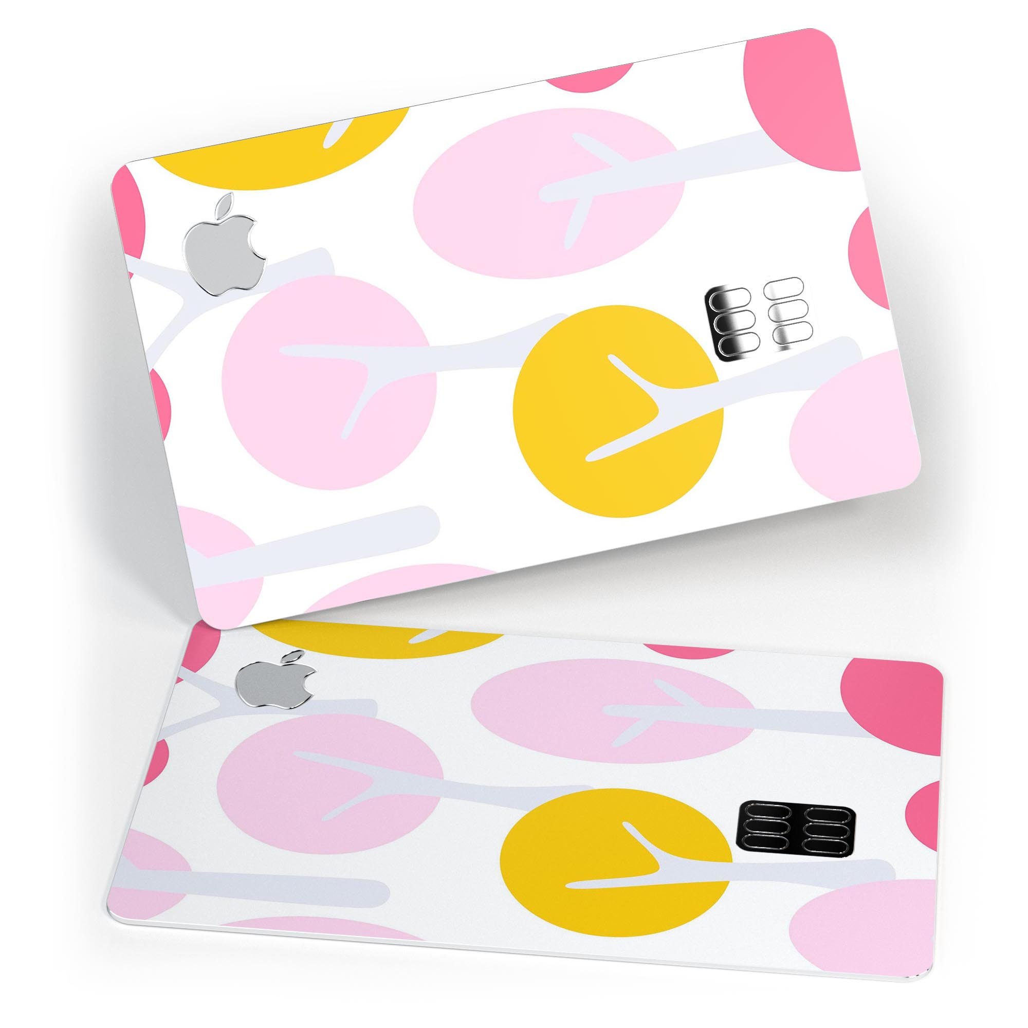 Multicolor Cartoon Trees decal skin for Apple Card, showcasing vibrant colors and a protective design.