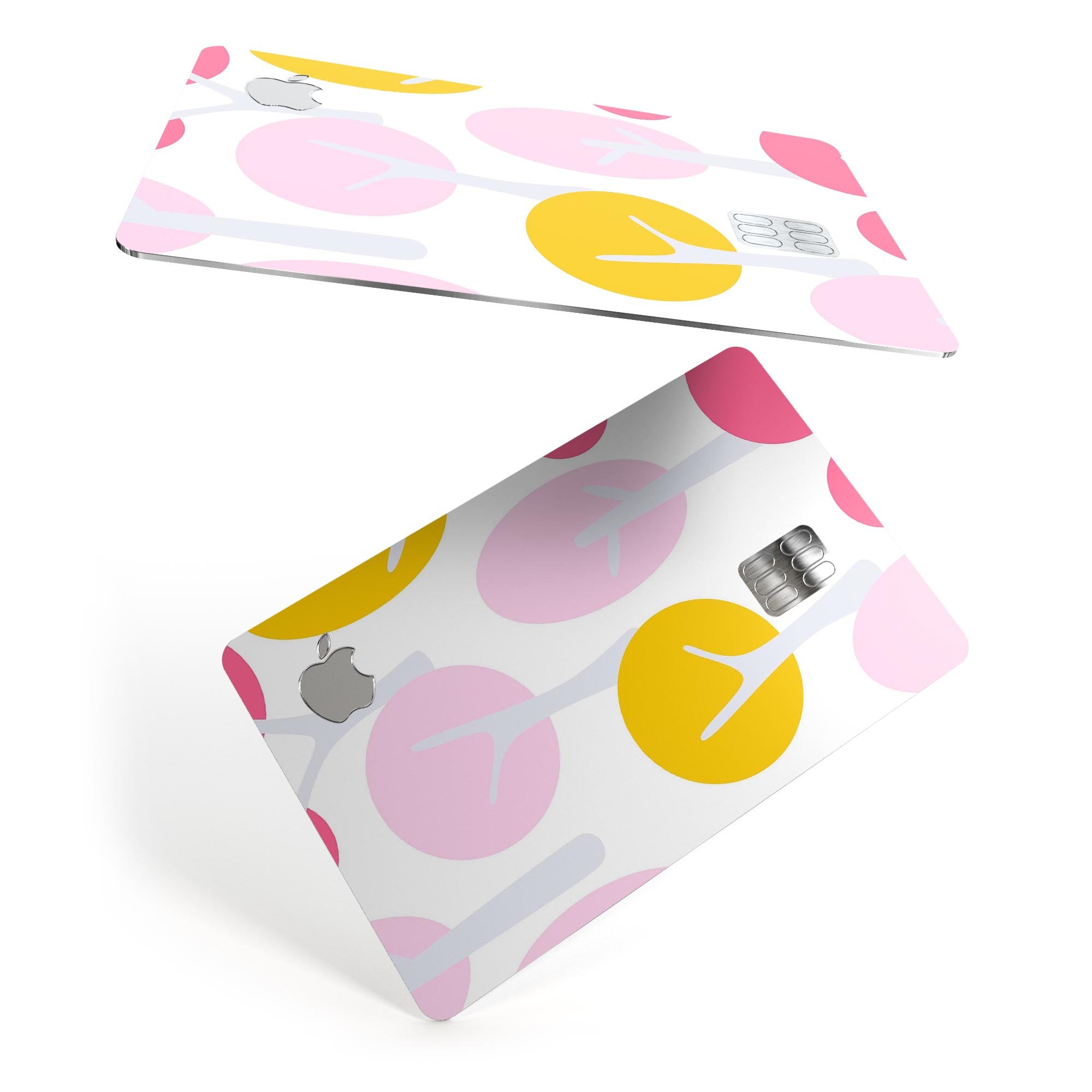 Multicolor Cartoon Trees decal skin for Apple Card, showcasing vibrant colors and a protective design.