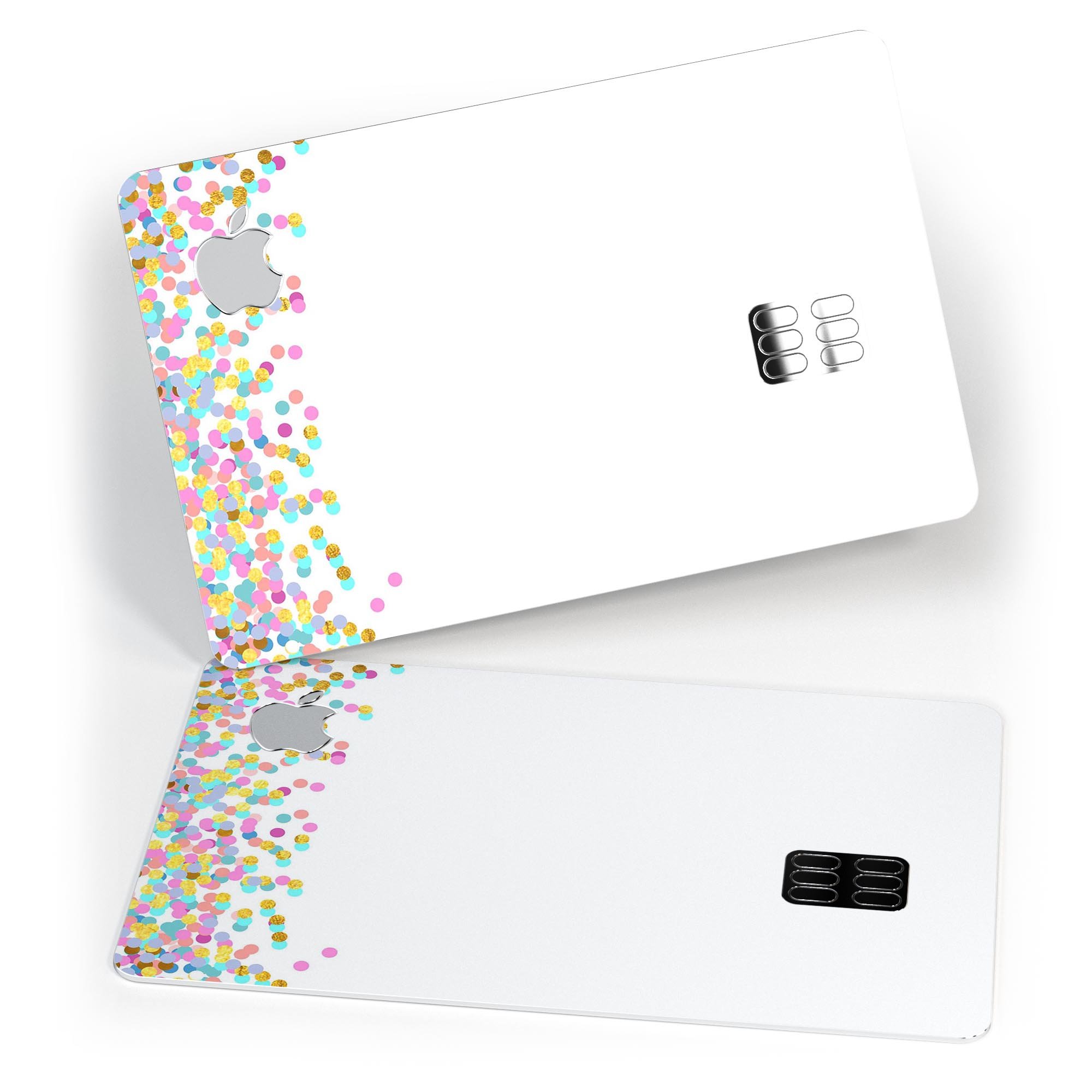 Multicolor Dots Premium Protective Decal Skin-Kit for Apple Card, showcasing vibrant colors and a sleek design.