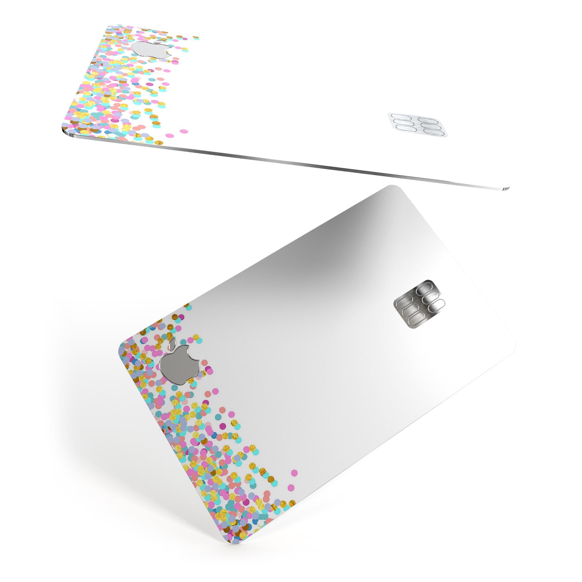 Multicolor Dots Premium Protective Decal Skin-Kit for Apple Card, showcasing vibrant colors and a sleek design.