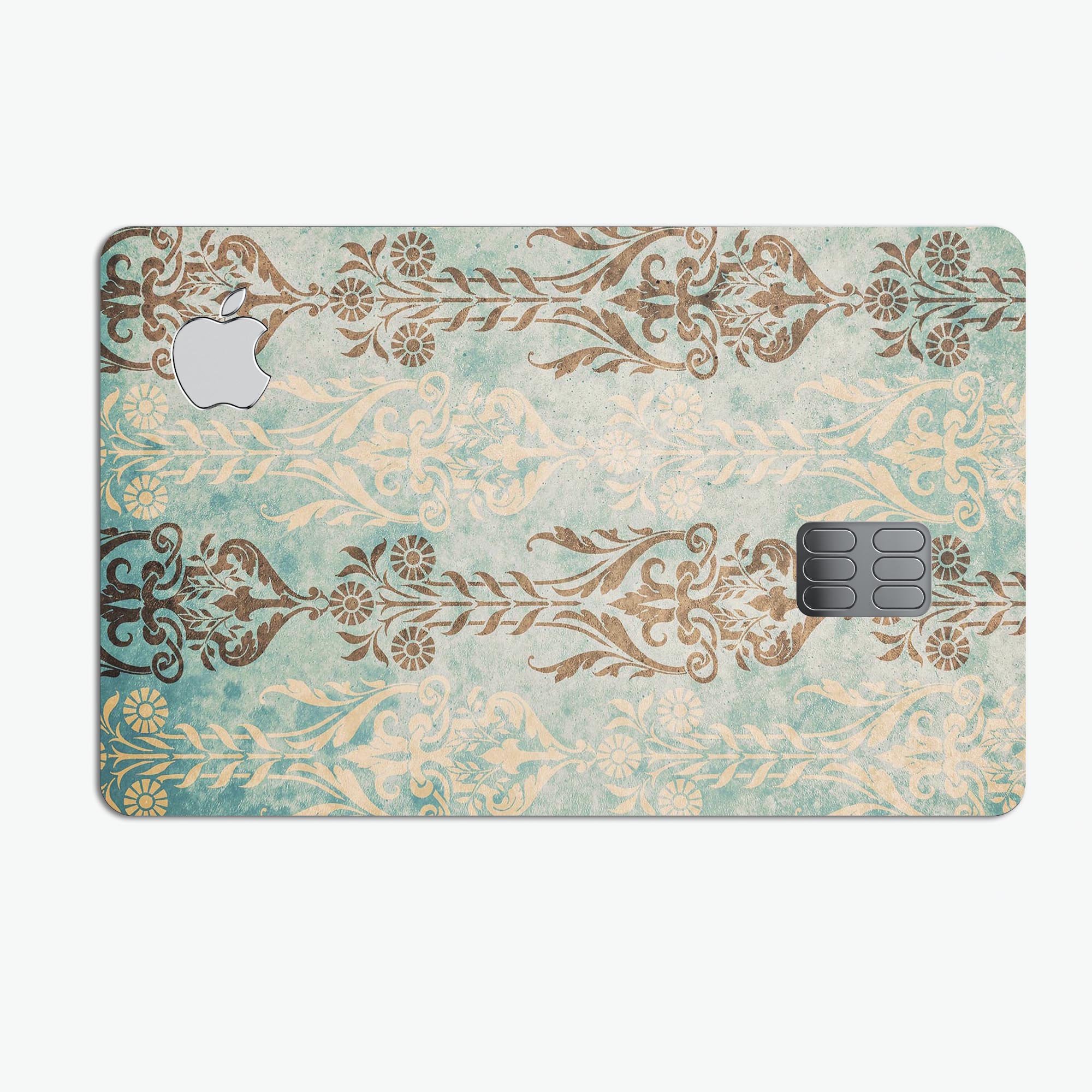 MultiColor Pattern of Decadence Premium Protective Decal Skin-Kit for Apple Card, showcasing vibrant colors and a sleek design.