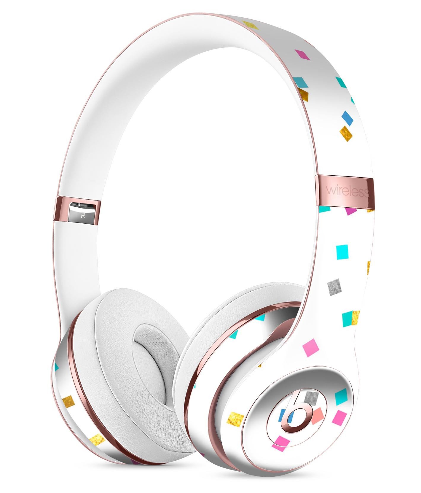 Multicolor Scattered Micro Blocks Skin Kit for Beats by Dre Solo 3 Wireless Headphones, showcasing vibrant colors and precise fit.