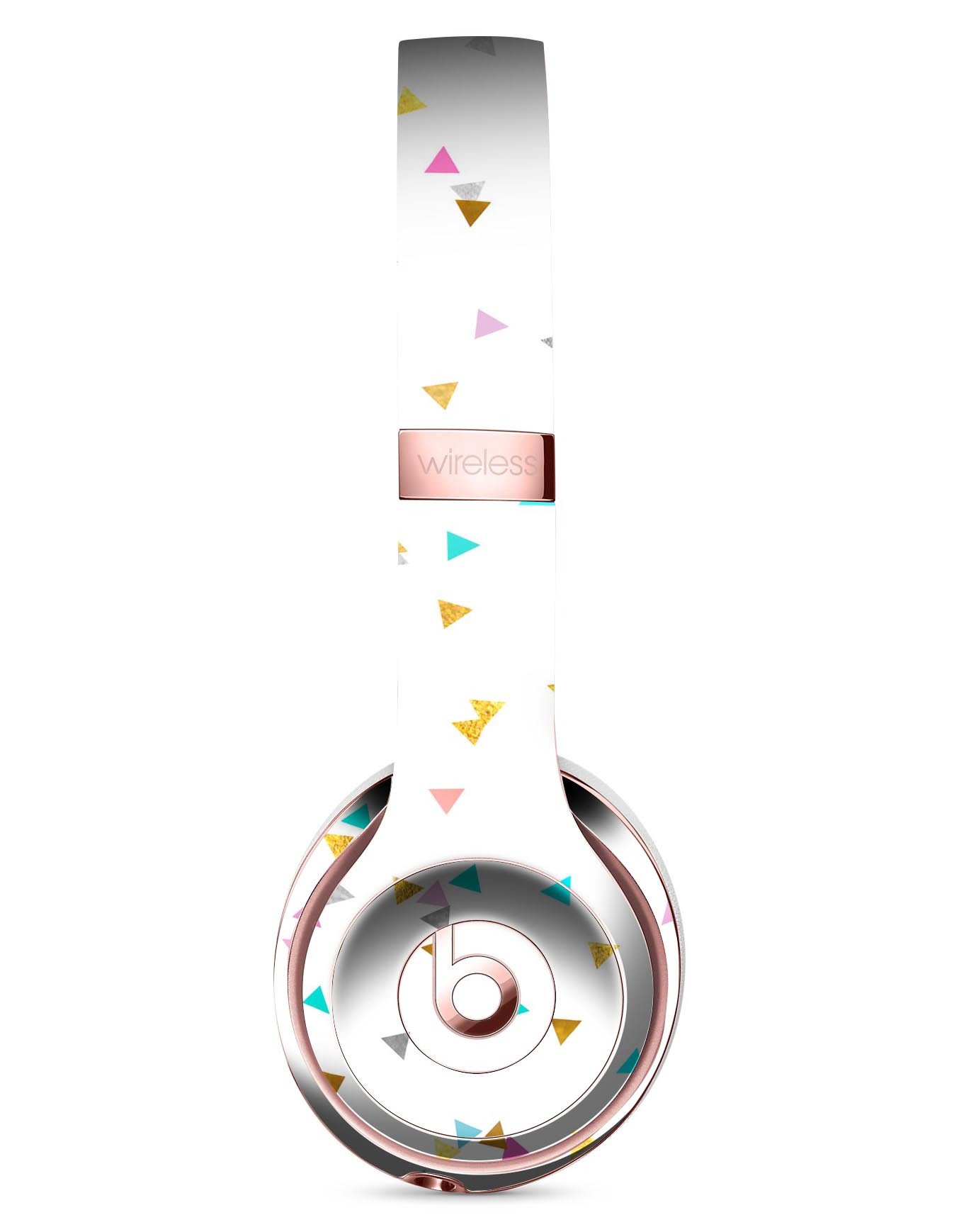 Multicolor Scattered Triangles Skin Kit for Beats by Dre Solo 3 Wireless Headphones, showcasing vibrant colors and unique design.