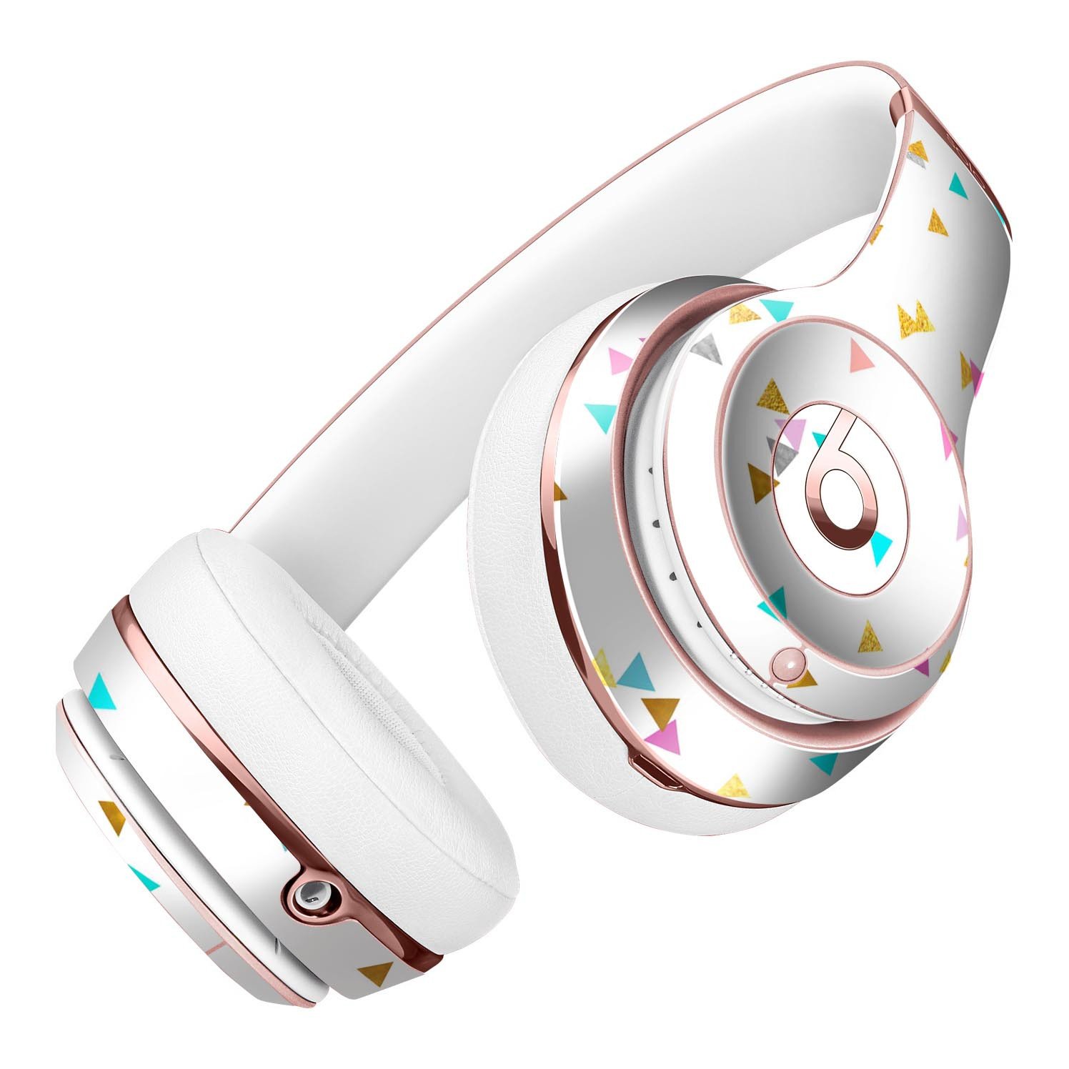 Multicolor Scattered Triangles Skin Kit for Beats by Dre Solo 3 Wireless Headphones, showcasing vibrant colors and unique design.