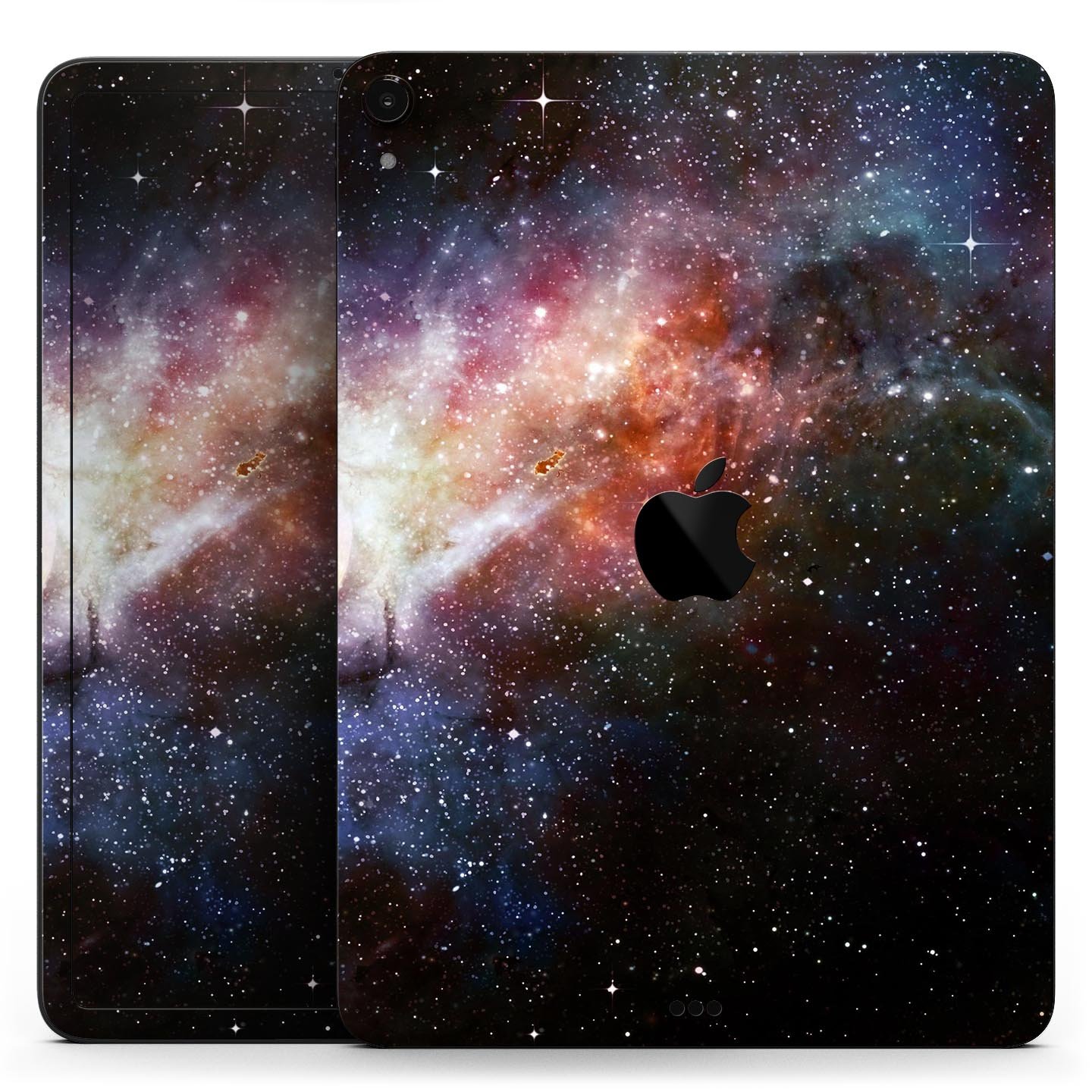 Multicolored Space Explosion skin decal for Apple iPad, showcasing vibrant colors and a sleek design.