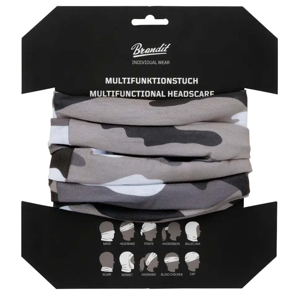 Multifunctional headscarf in various colors, showcasing its stretchy and seamless design, ideal for multiple uses.