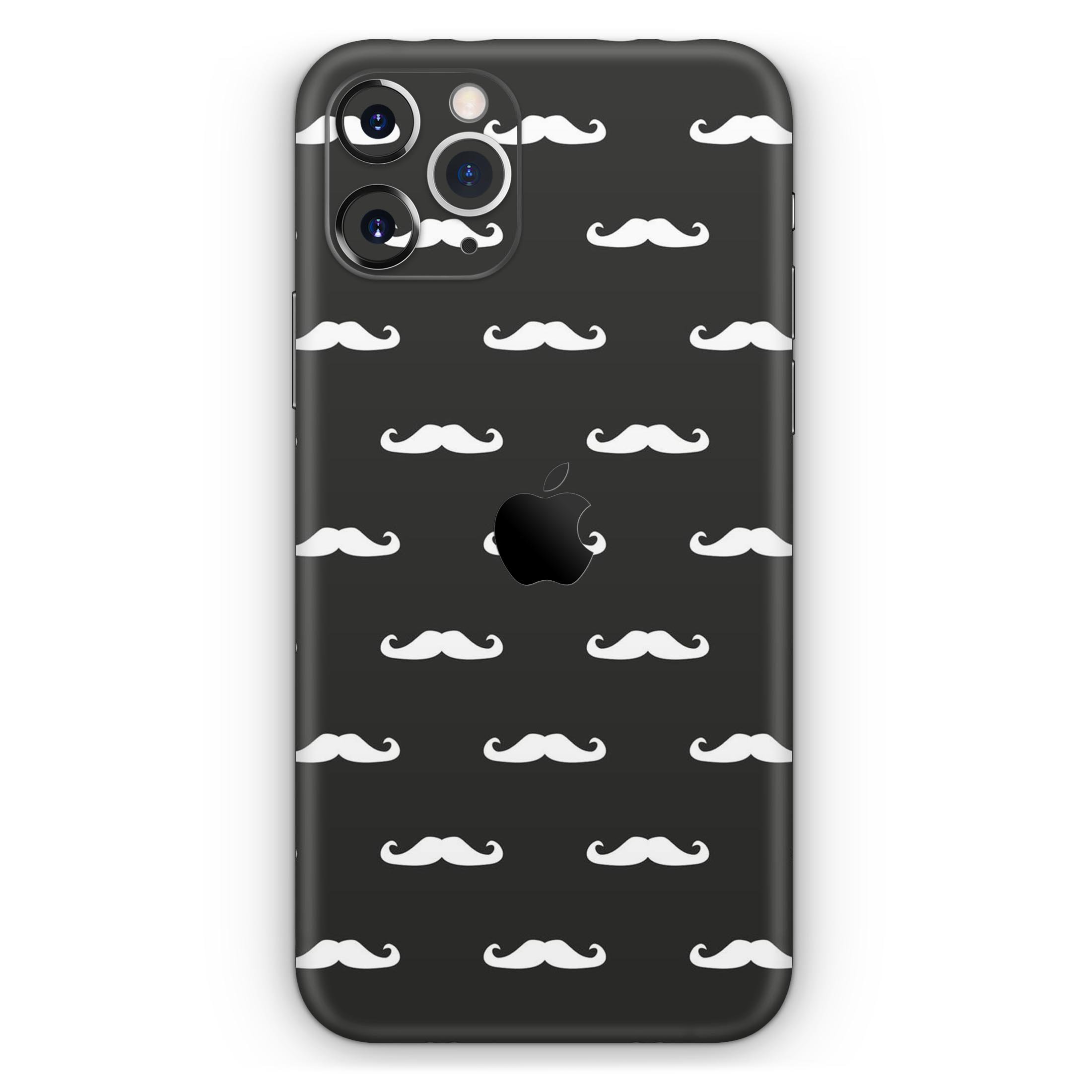 Mustache Galore Skin-Kit for Apple iPhone 14 and 13, showcasing vibrant design and premium vinyl material.