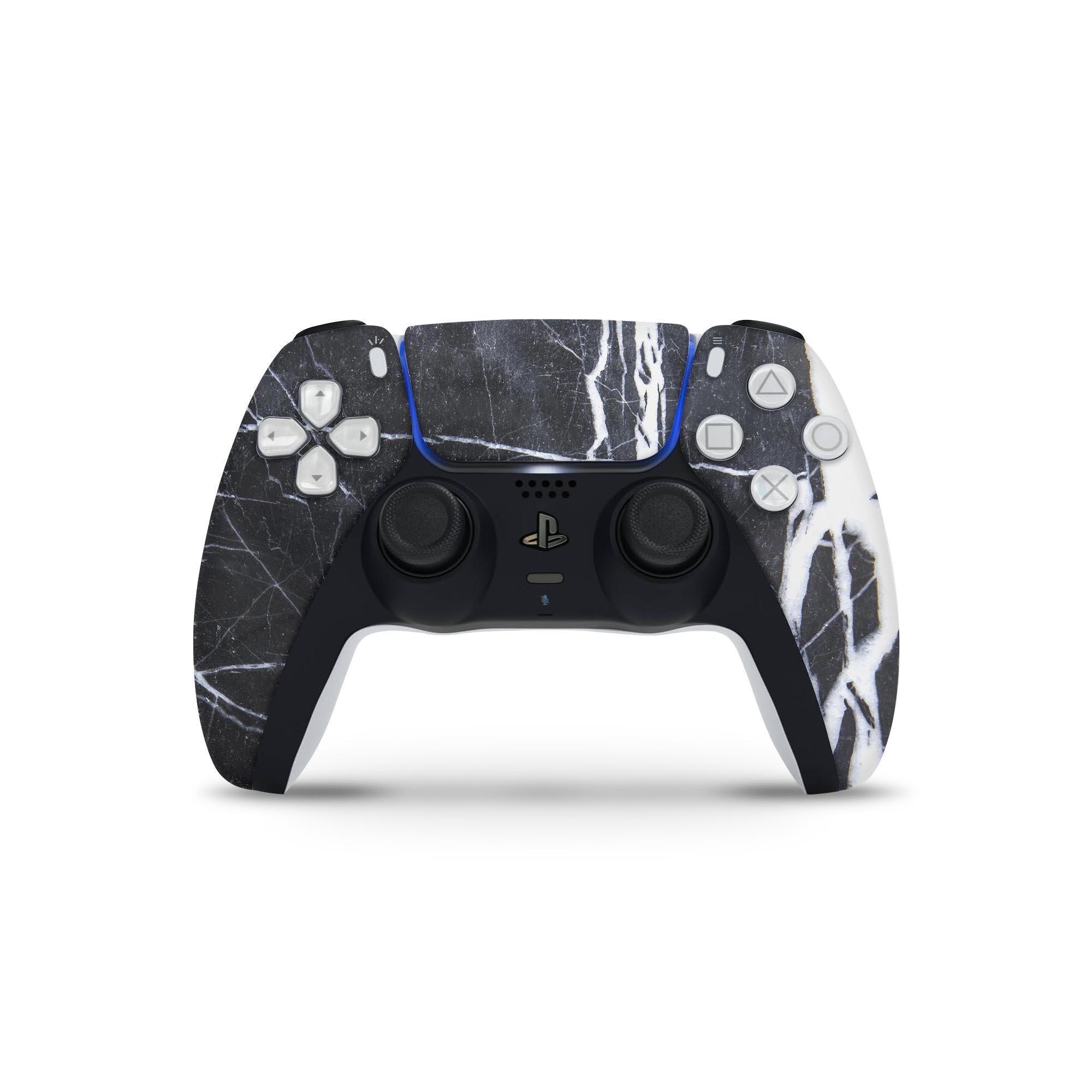 Natural Black & White Marble Skin Decal Wrap Kit for Sony Playstation 5, showcasing a sleek design and premium finish.