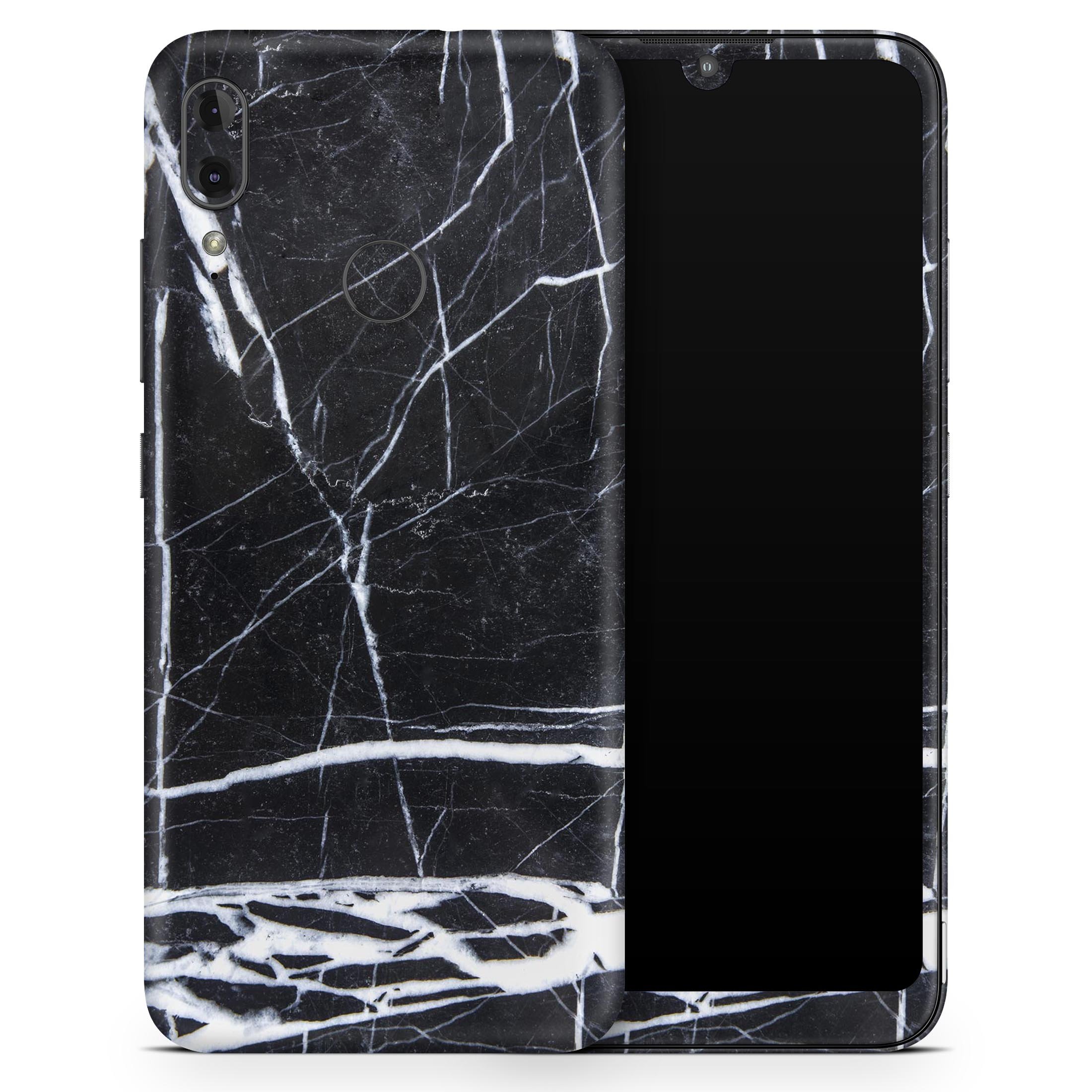 Natural Black & White Marble Skin Decal Wrap Kit for Motorola phones, showcasing a sleek design and premium quality finish.