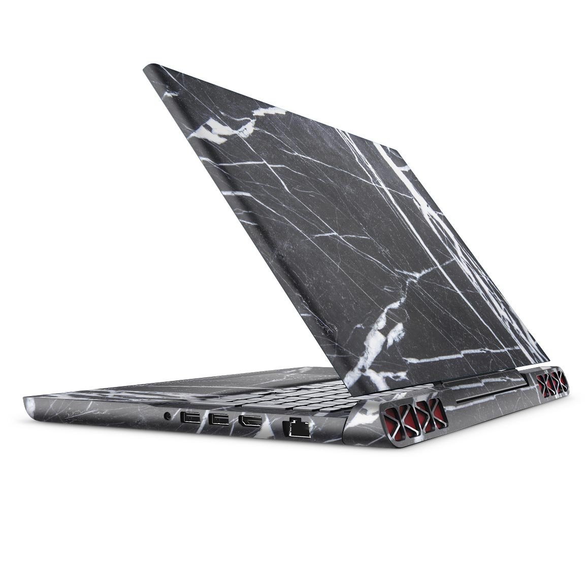 Natural Black & White Marble Skin Decal Wrap Kit for Dell Inspiron 15 7000, showcasing a stylish design and premium quality.