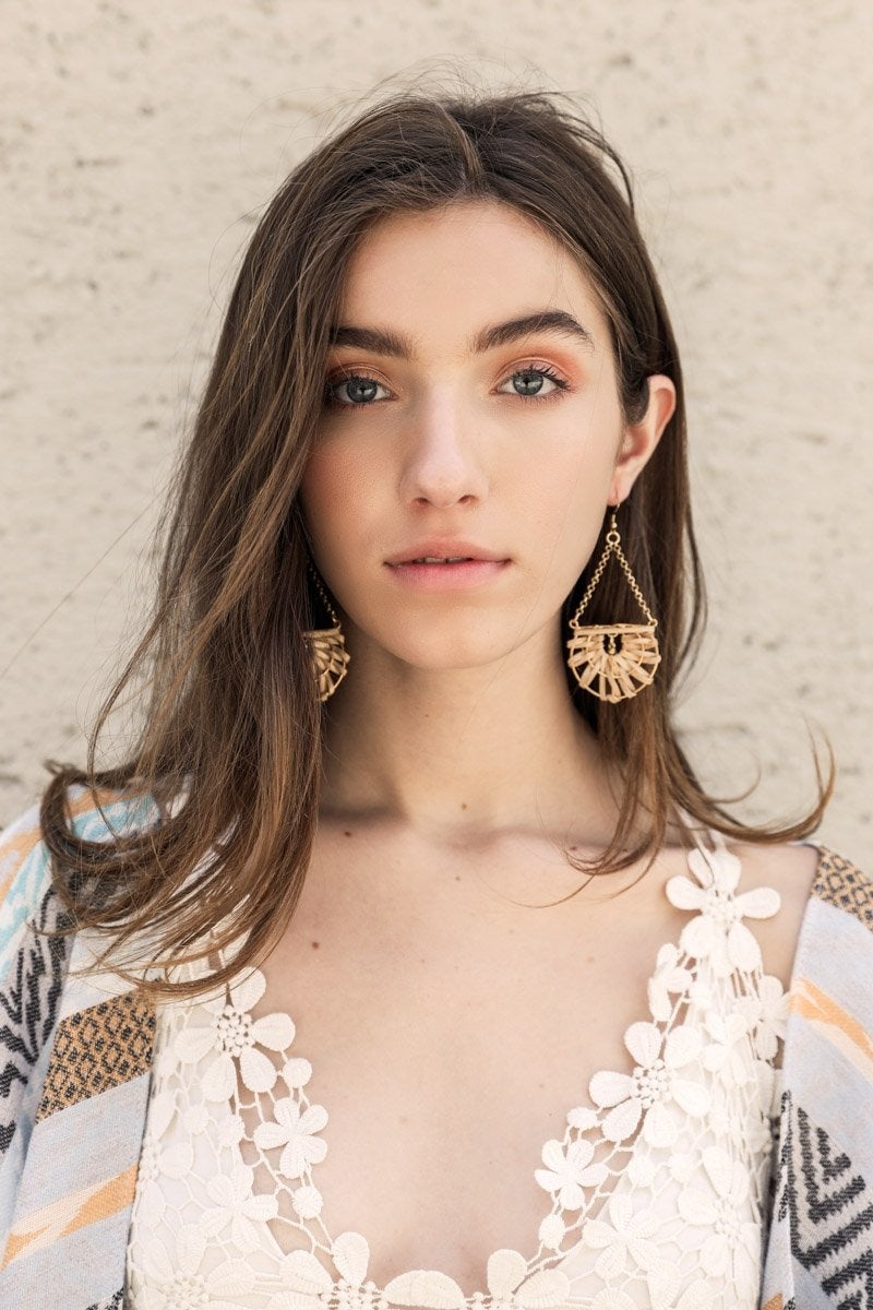 Natural Drop Woven Earrings featuring a chic design with French hooks, made from iron and bamboo.