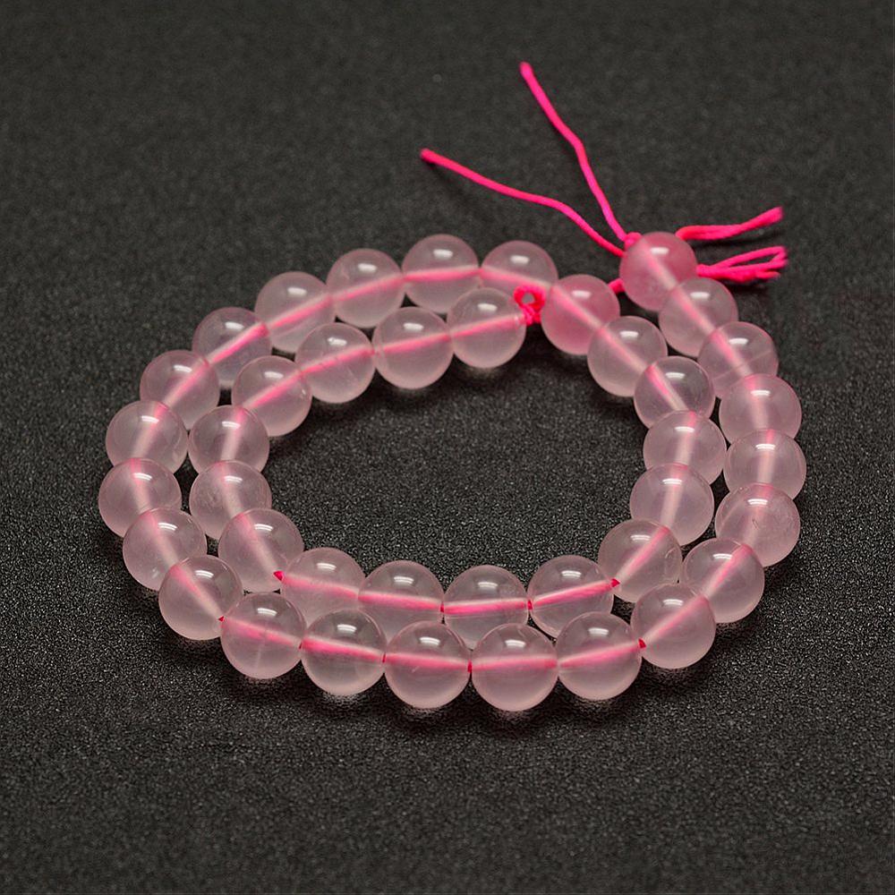 Natural rose quartz beads strands, round 8mm with 1mm hole, ideal for jewelry making.