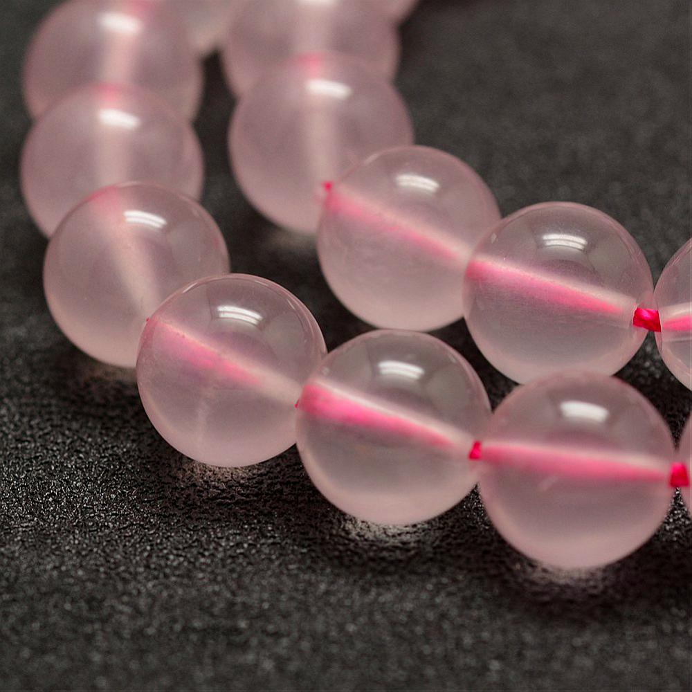 Natural rose quartz beads strands, round 8mm with 1mm hole, ideal for jewelry making.