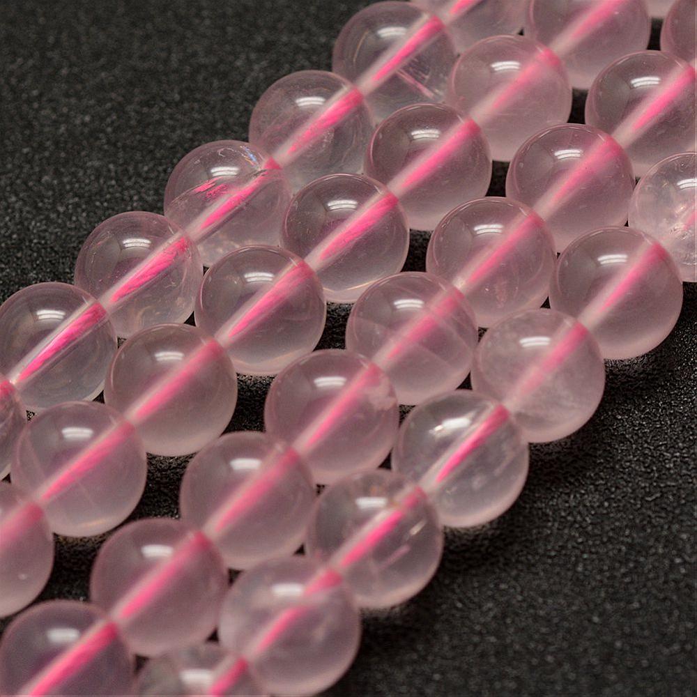 Natural rose quartz beads strands, round 8mm with 1mm hole, ideal for jewelry making.