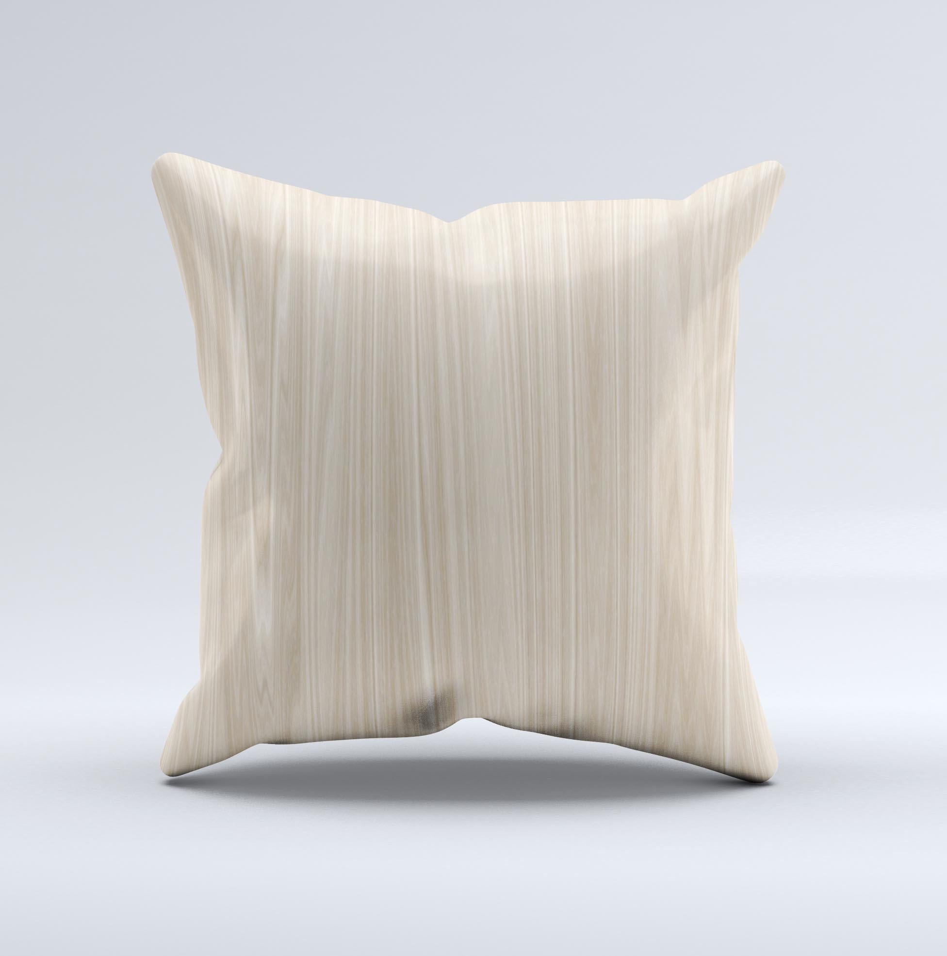 Natural WoodGrain Ink-Fuzed Decorative Throw Pillow showcasing unique woodgrain design and high-quality fabric.