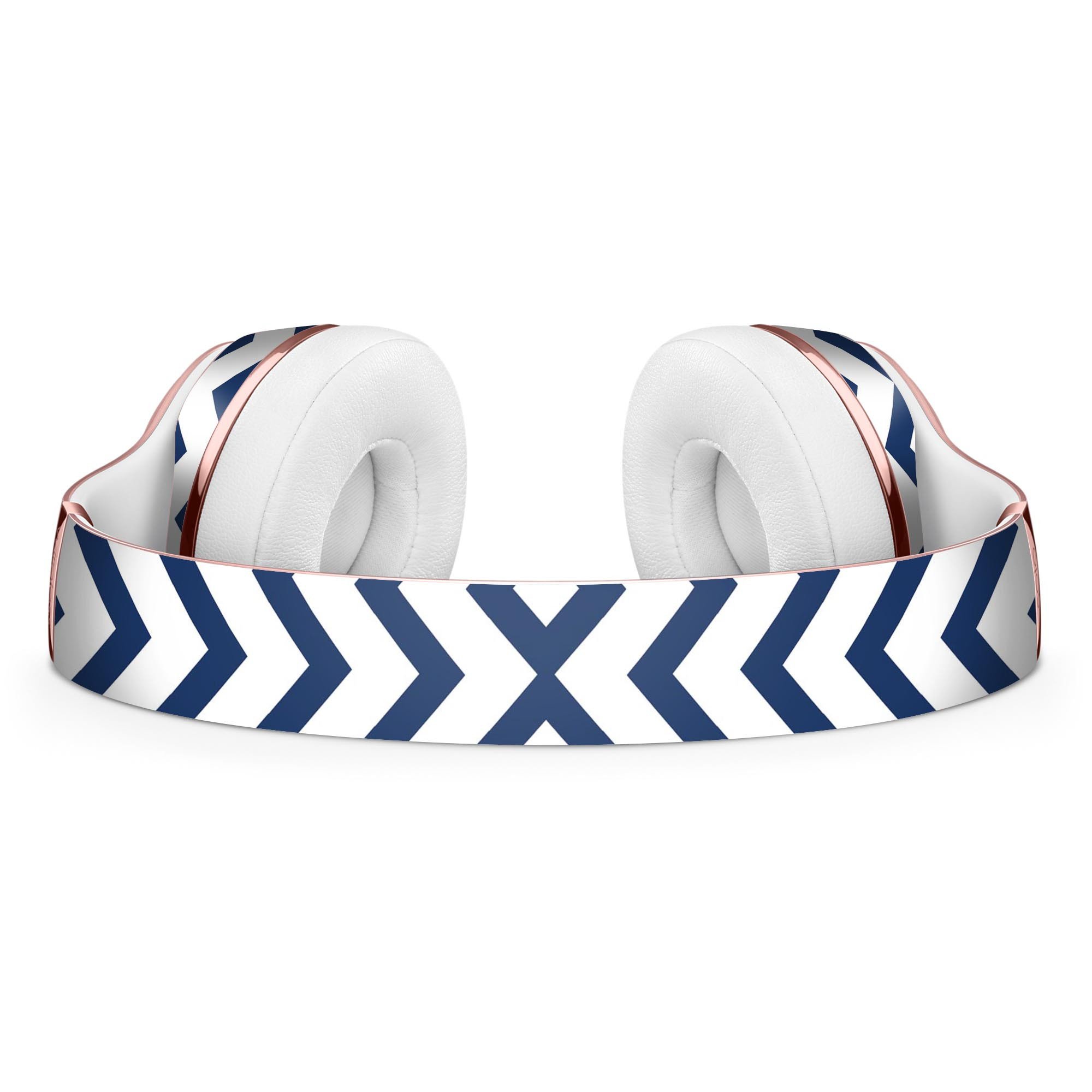 Navy and white chevron stripes skin kit for Beats by Dre Solo 3 Wireless Headphones, showcasing stylish design and premium quality.