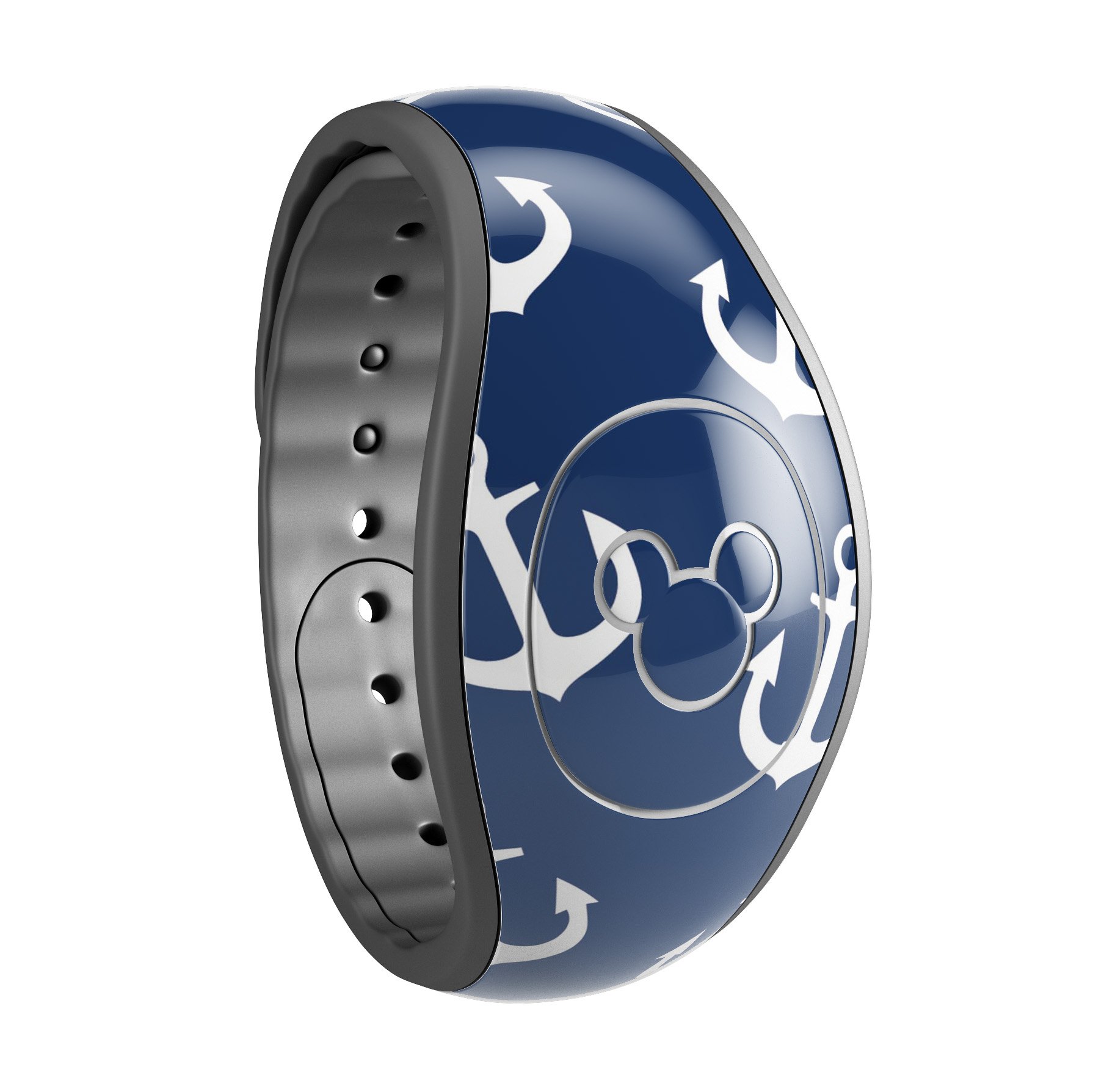 Navy and white micro anchors decal skin wrap kit for Disney Magic Band, showcasing a stylish nautical design.