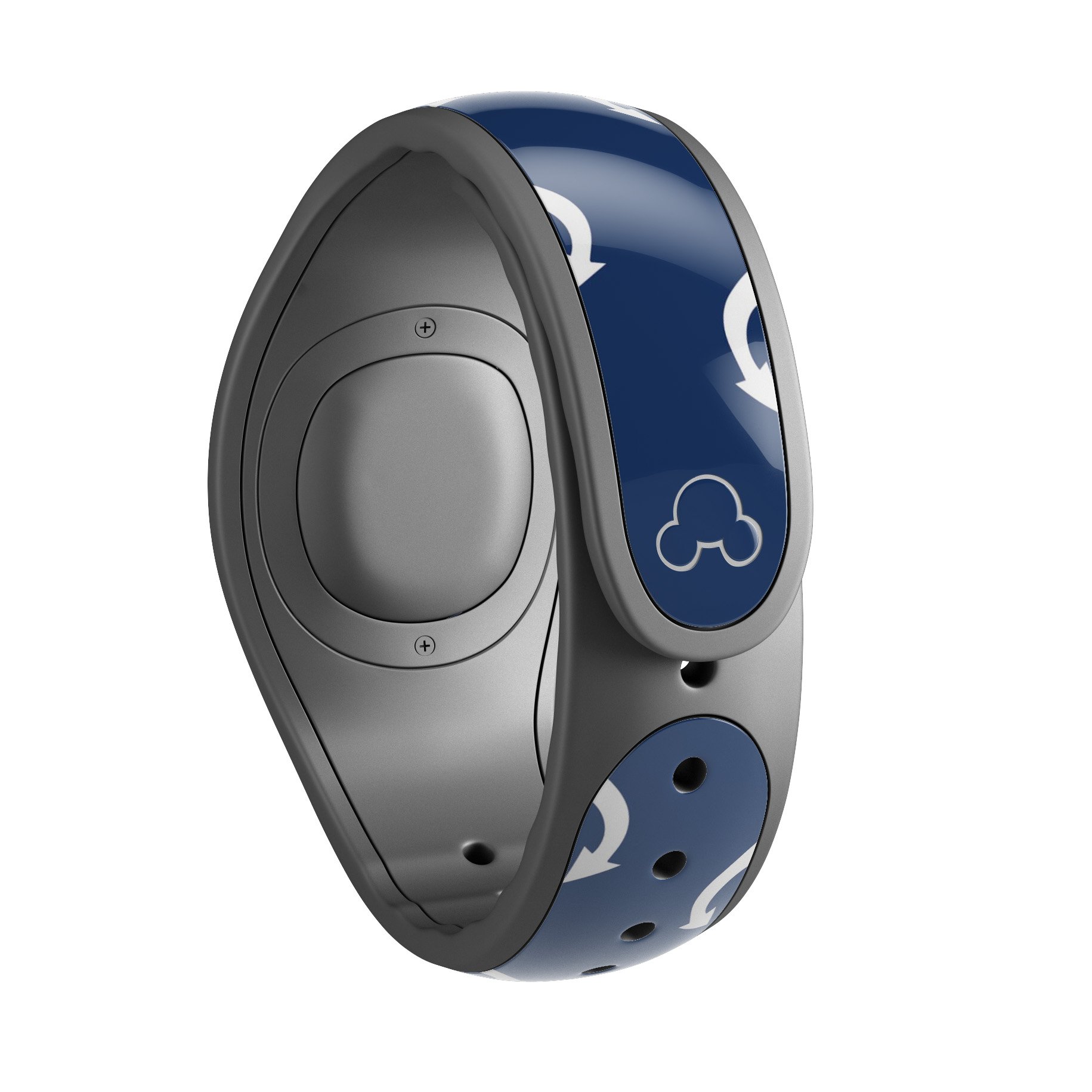 Navy and white micro anchors decal skin wrap kit for Disney Magic Band, showcasing a stylish nautical design.