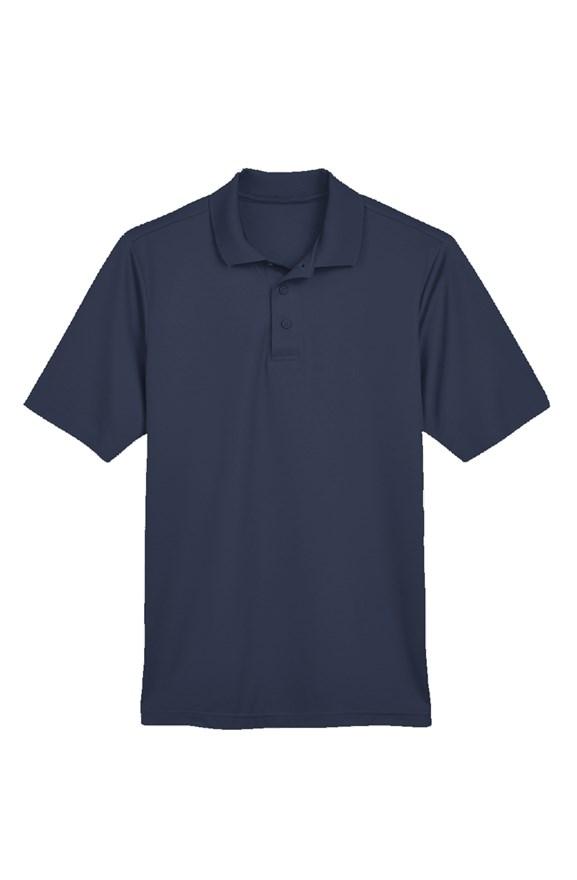 Navy Blue Performance Polo showcasing moisture-wicking fabric and dual-sided mesh design, perfect for sporty and semi-formal occasions.