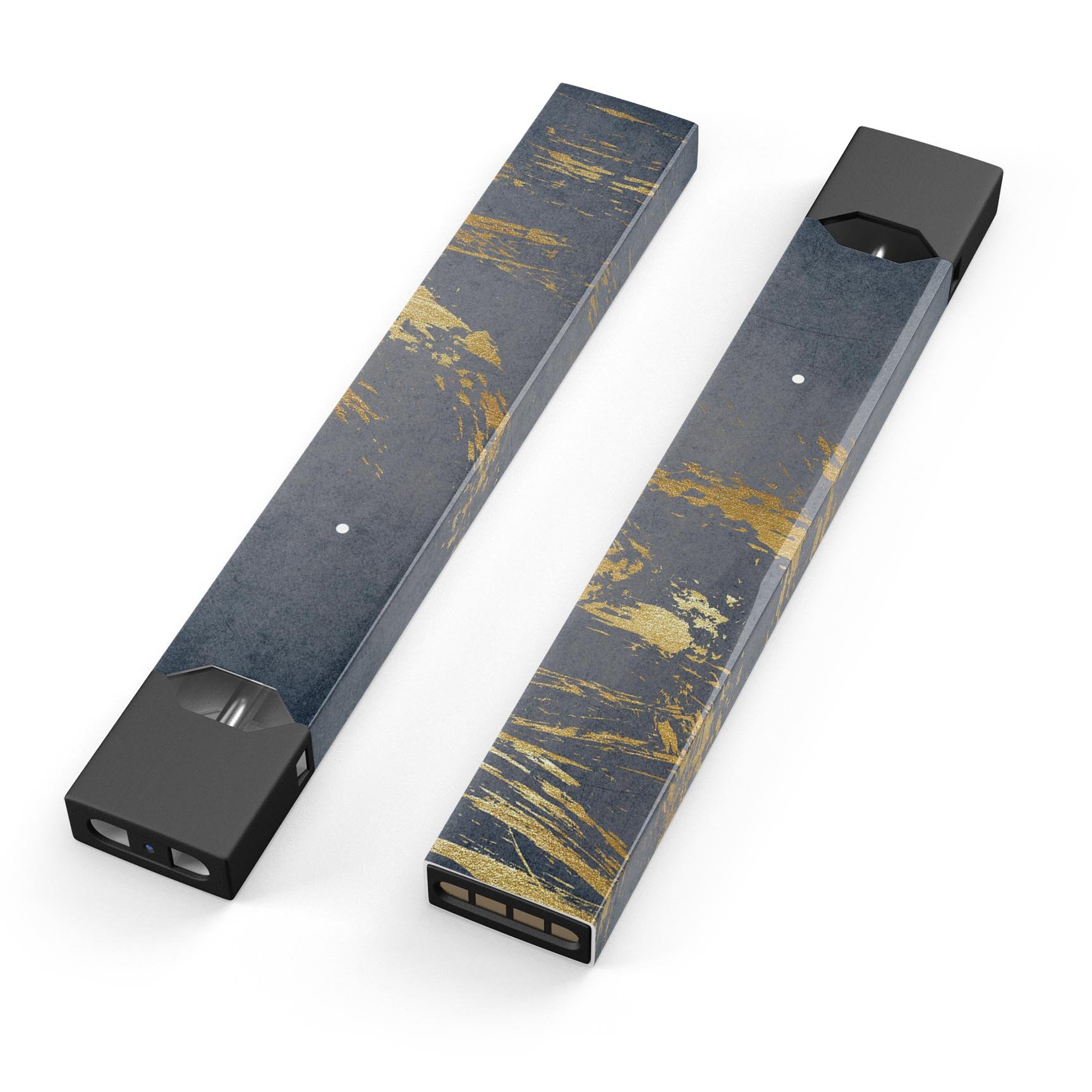 Navy Gold Foil Premium Decal Skin-Wrap Sticker for JUUL vaping device, showcasing a stylish design with protective features.