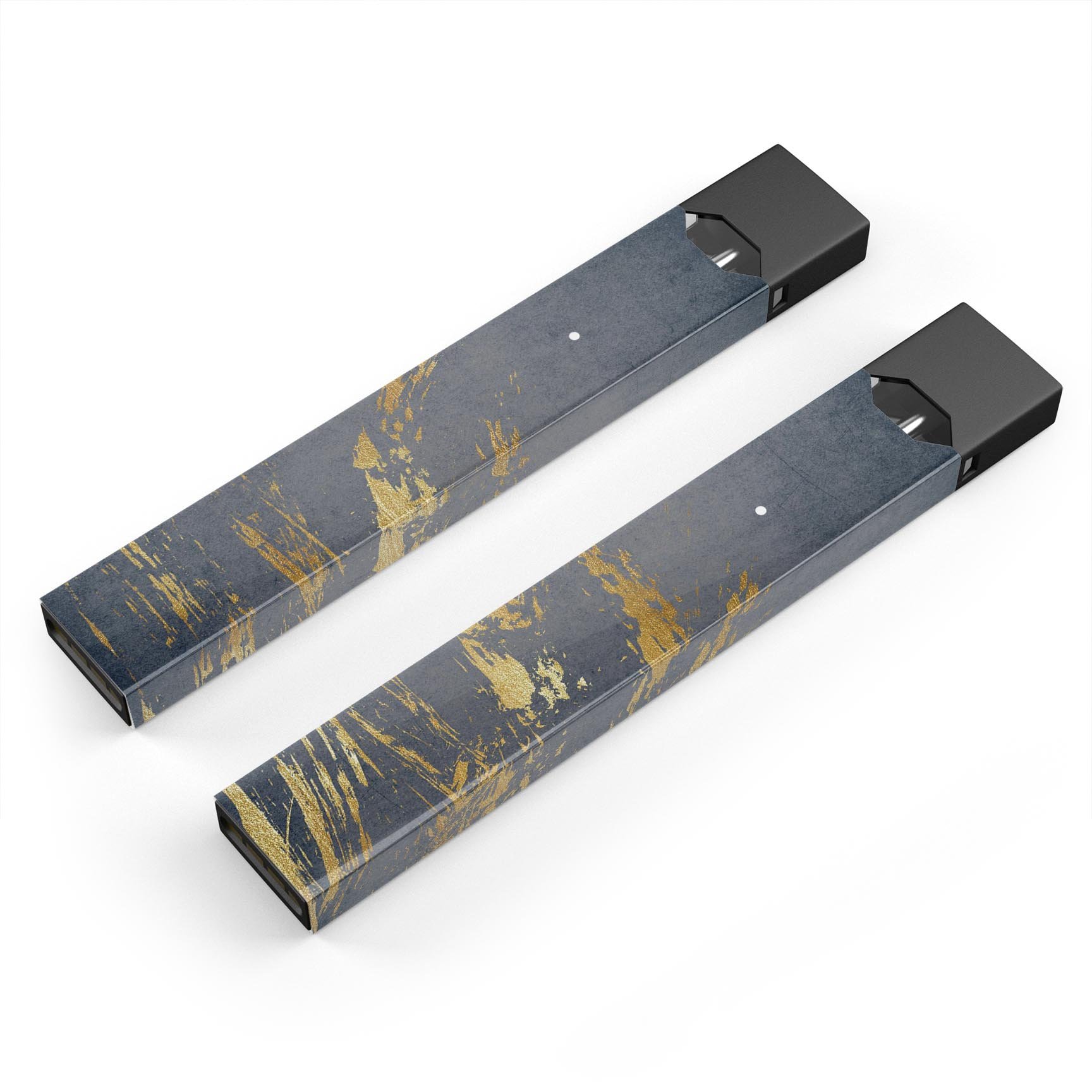 Navy Gold Foil Premium Decal Skin-Wrap Sticker for JUUL vaping device, showcasing a stylish design with protective features.