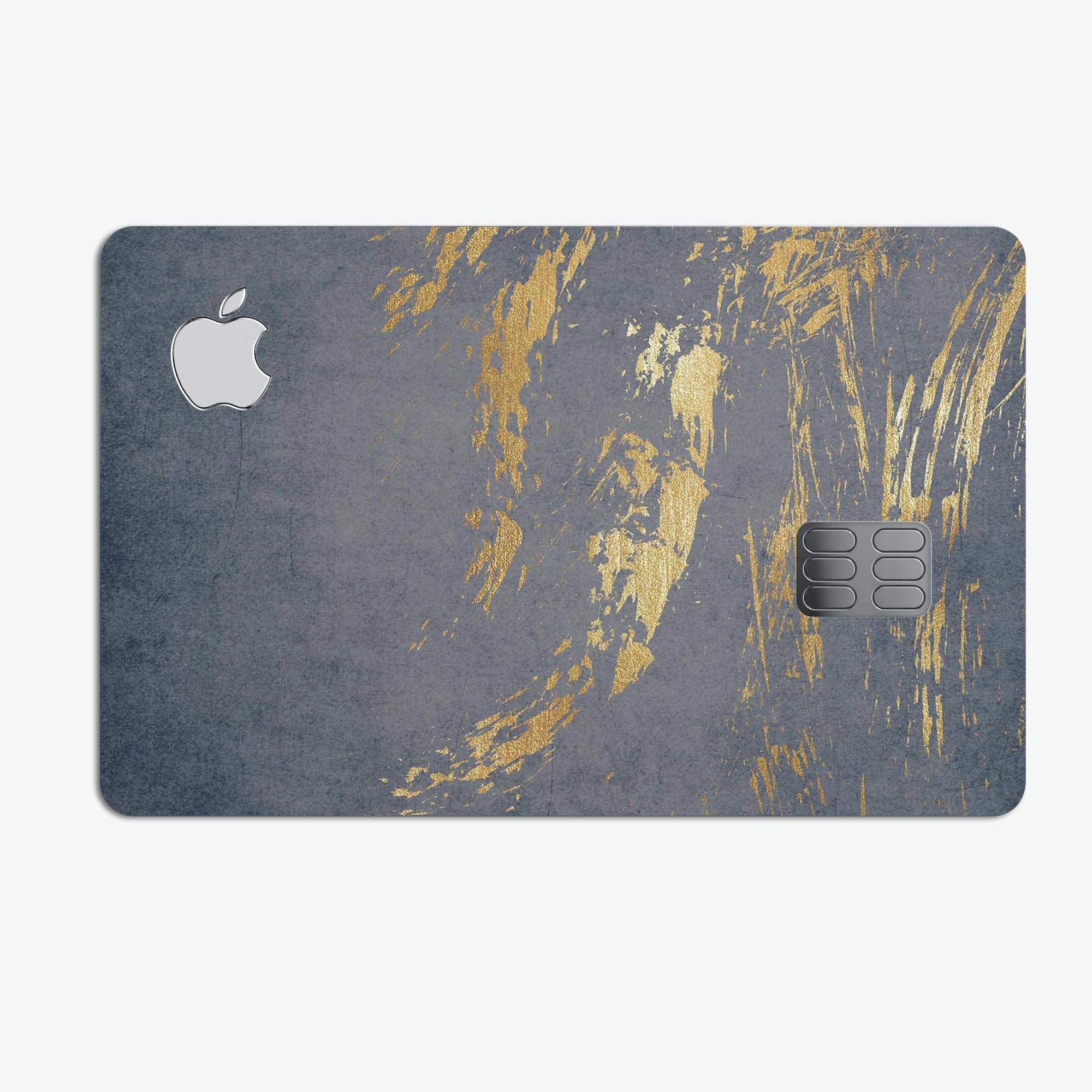 Navy Gold Foil Premium Protective Decal Skin-Kit for Apple Card, showcasing its elegant design and high-quality finish.