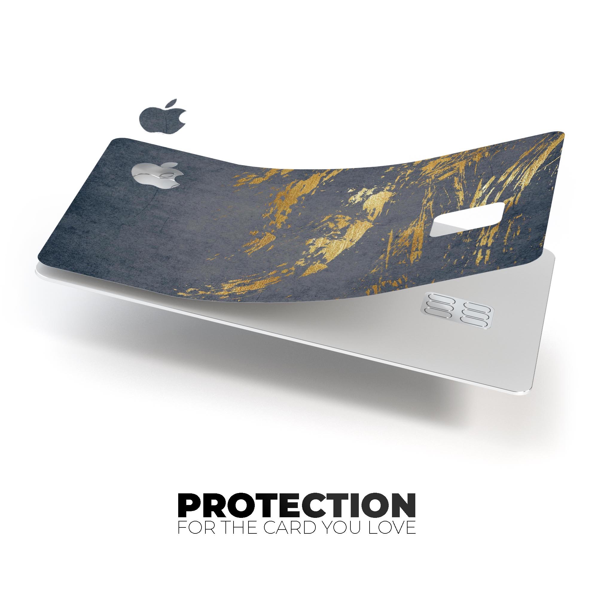 Navy Gold Foil Premium Protective Decal Skin-Kit for Apple Card, showcasing its elegant design and high-quality finish.