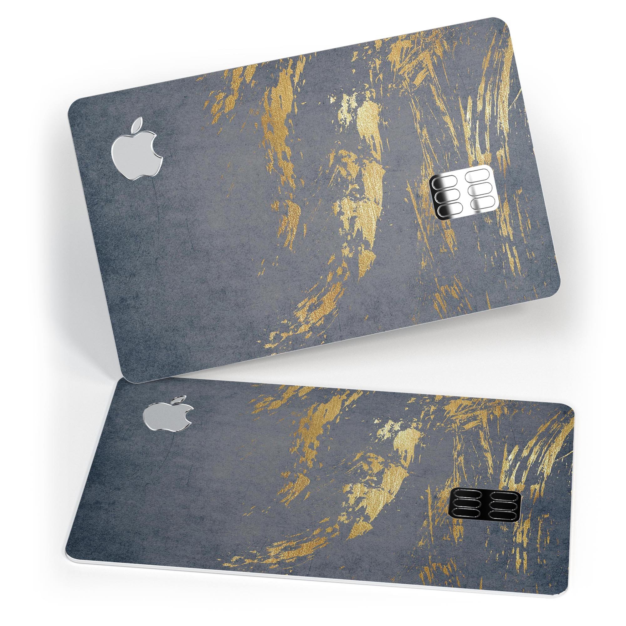 Navy Gold Foil Premium Protective Decal Skin-Kit for Apple Card, showcasing its elegant design and high-quality finish.