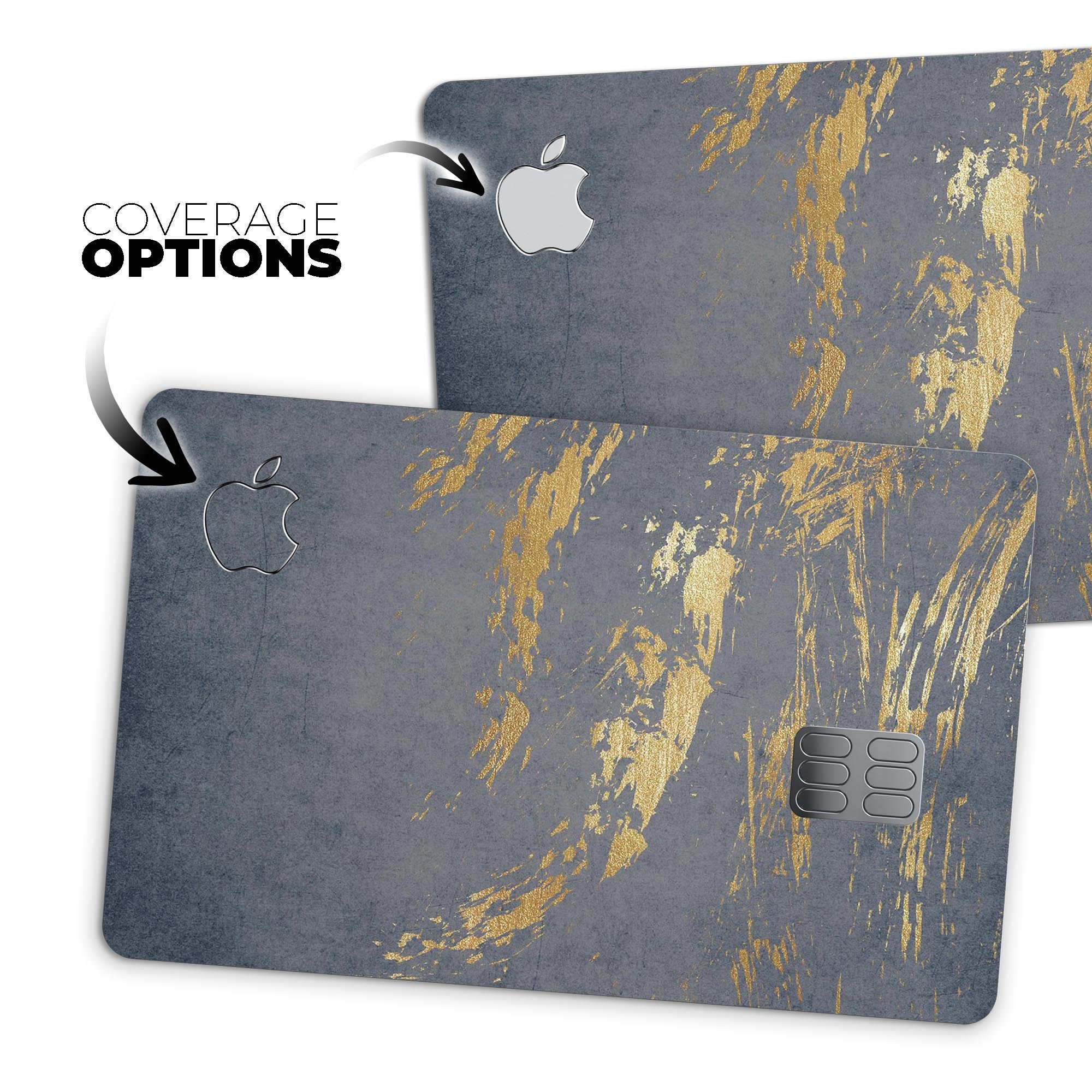 Navy Gold Foil Premium Protective Decal Skin-Kit for Apple Card, showcasing its elegant design and high-quality finish.