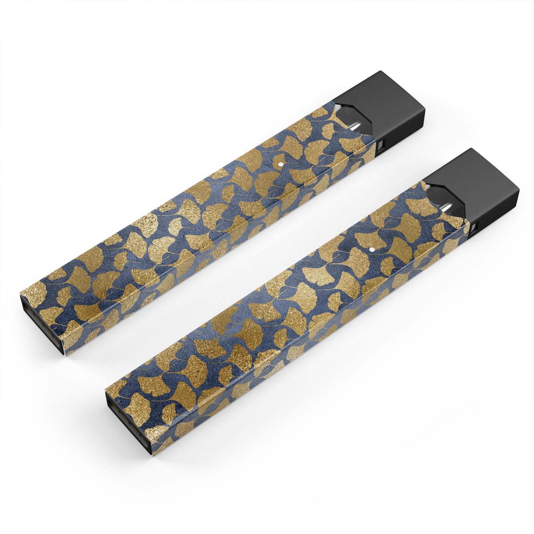 Navy Gold Foil v10 premium decal skin-wrap sticker for JUUL device, showcasing its elegant design and protective features.