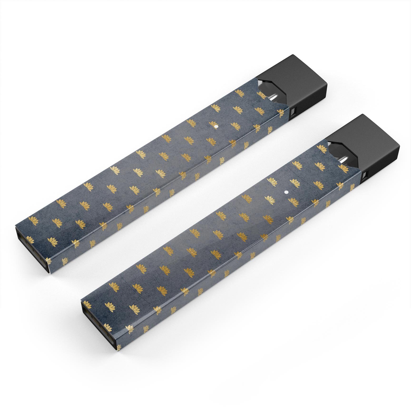 Navy Gold Foil v12 skin-wrap sticker designed for JUUL vaping device, showcasing a premium decal with a stylish finish.