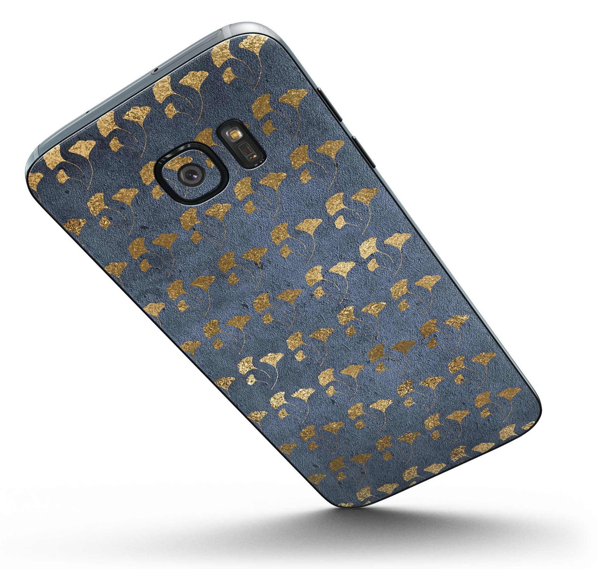 Navy Gold Foil v13 Full Body Skin-Kit for Samsung Galaxy S7, showcasing a sleek design with premium vinyl finish.