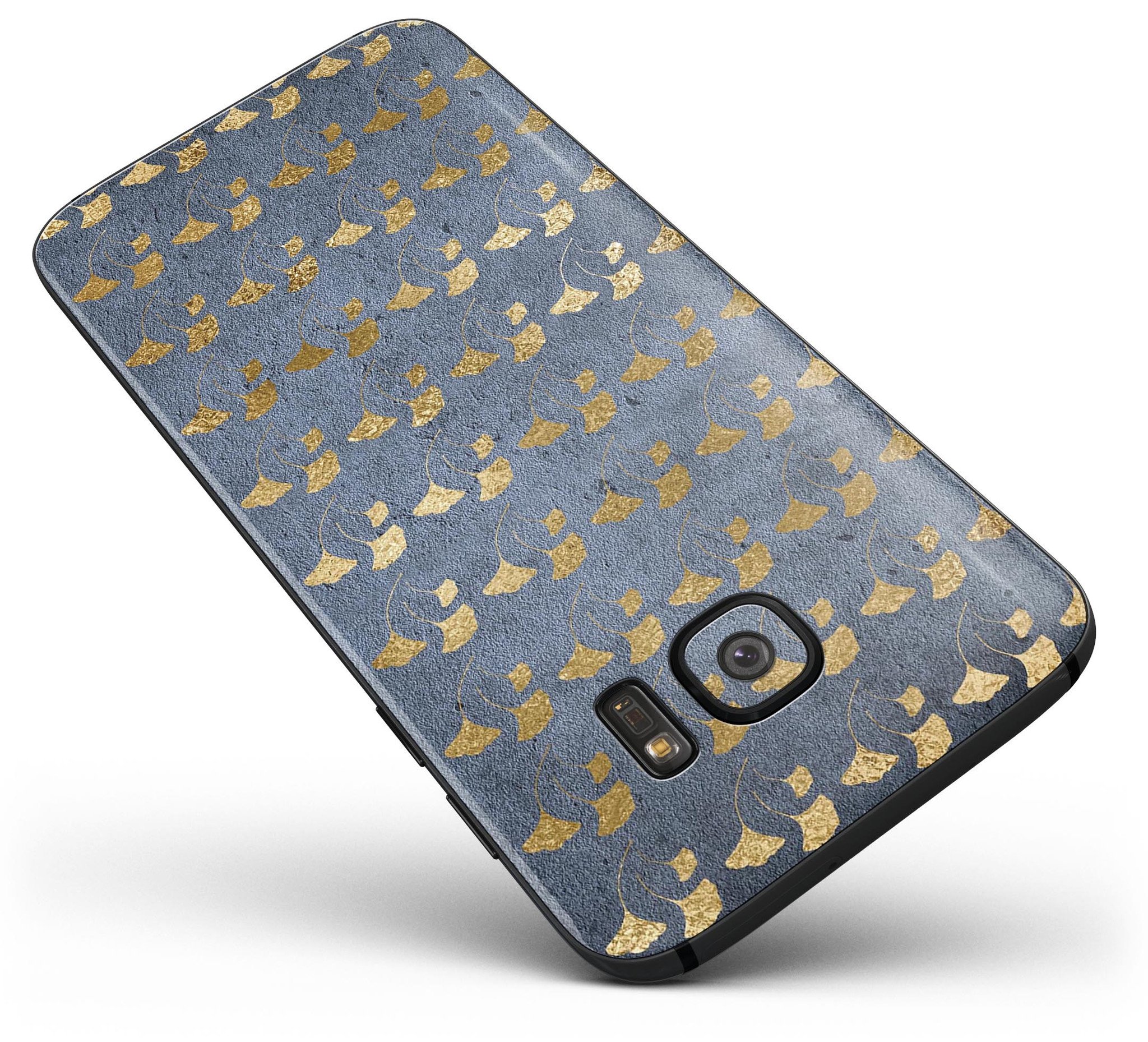 Navy Gold Foil v13 Full Body Skin-Kit for Samsung Galaxy S7, showcasing a sleek design with premium vinyl finish.