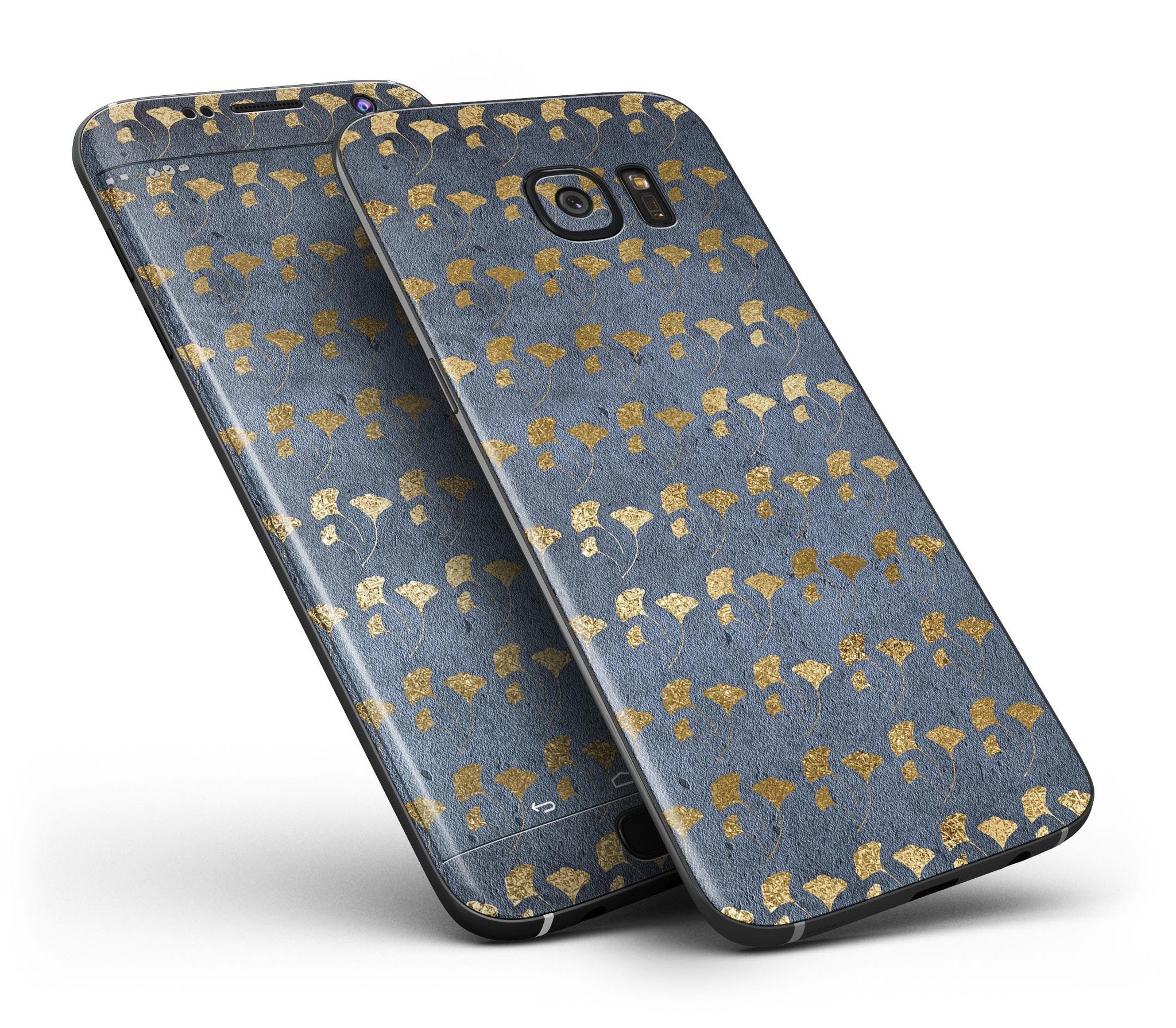 Navy Gold Foil v13 Full Body Skin-Kit for Samsung Galaxy S7, showcasing a sleek design with premium vinyl finish.