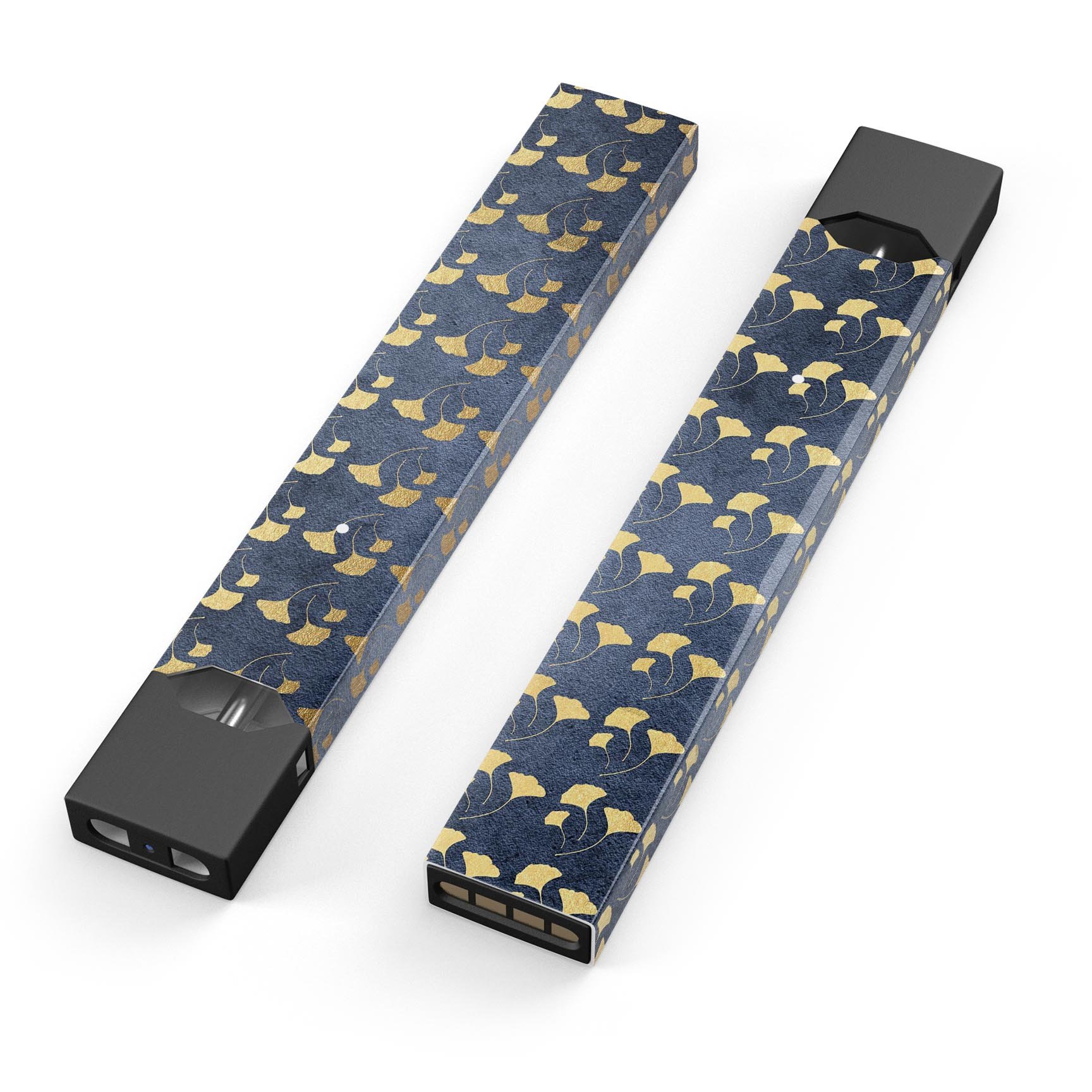 Navy Gold Foil v4 premium decal skin-wrap sticker designed for JUUL vaping device, showcasing a stylish navy and gold design.