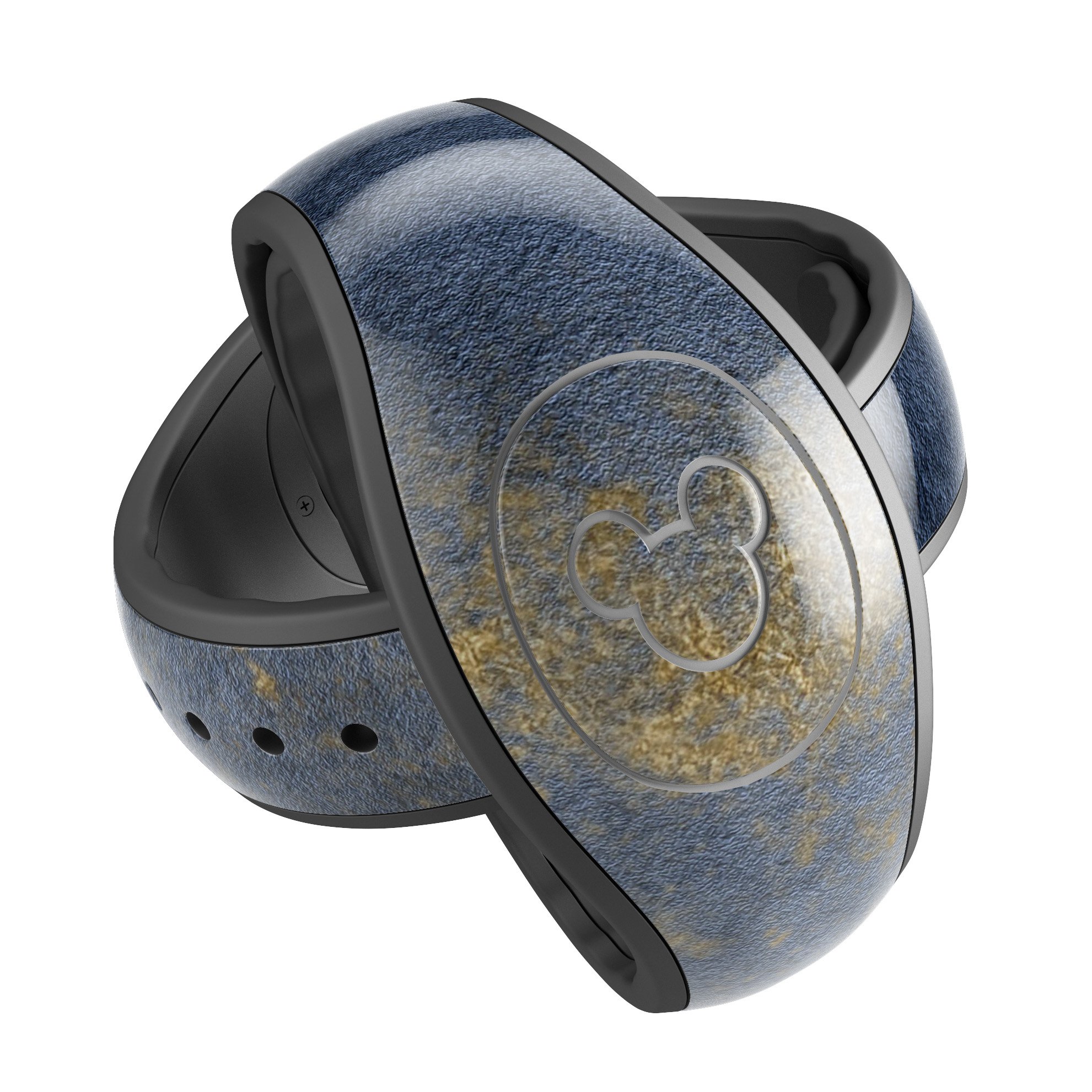 Navy Gold Foil v6 Decal Skin Wrap Kit for Disney Magic Band, showcasing a stylish design with high-quality finish.