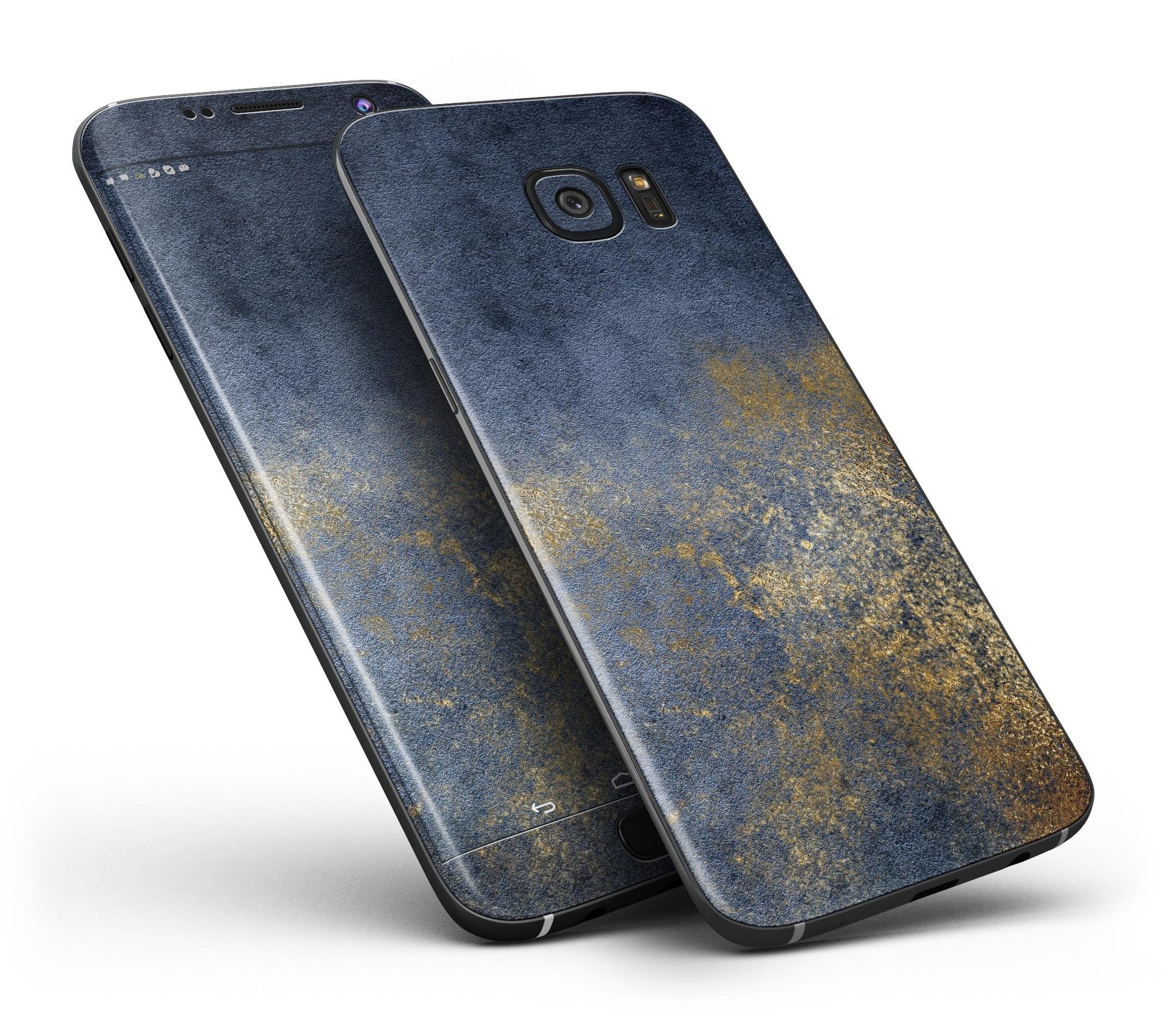 Navy Gold Foil v6 Full Body Skin-Kit for Samsung Galaxy S7, showcasing its stylish design and premium vinyl material.