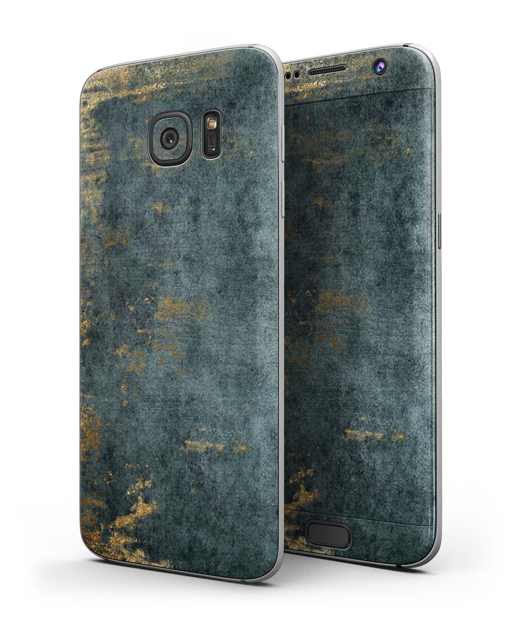 Navy Gold Foil v7 Full Body Skin-Kit for Samsung Galaxy S7 and S7 Edge, showcasing premium vinyl design.