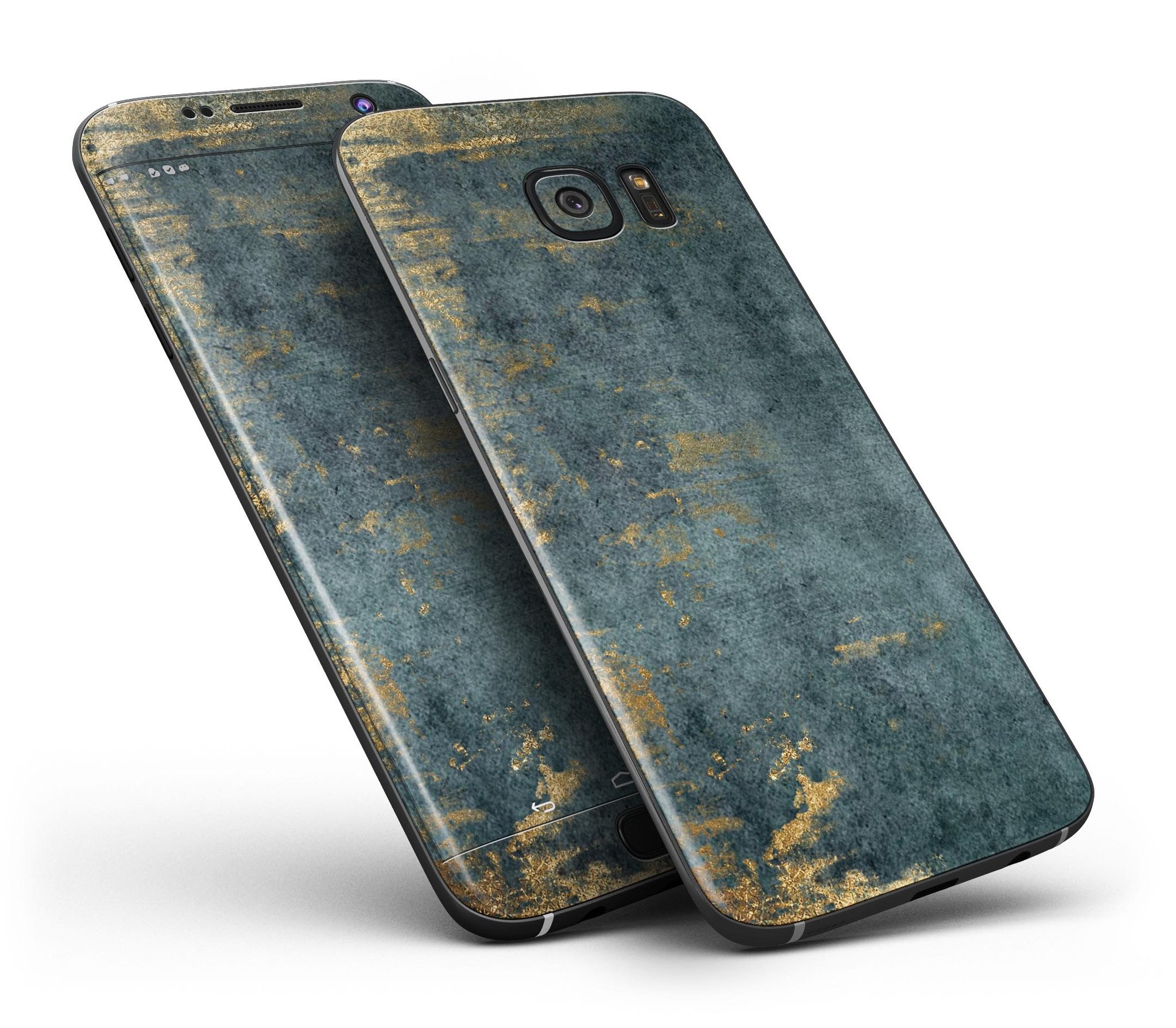 Navy Gold Foil v7 Full Body Skin-Kit for Samsung Galaxy S7 and S7 Edge, showcasing premium vinyl design.