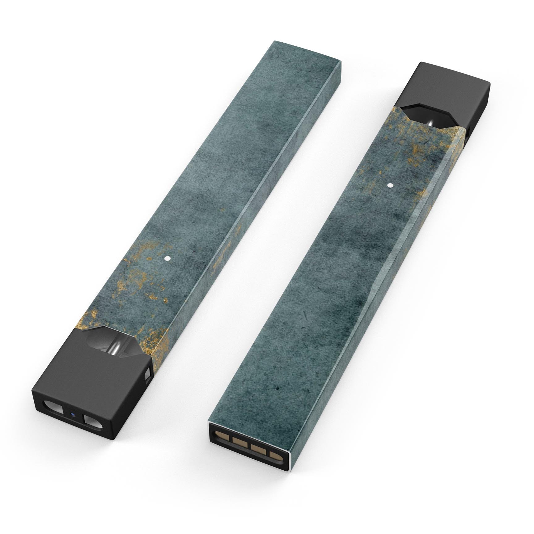 Navy Gold Foil v7 skin-wrap sticker designed for JUUL vaping device, showcasing premium design and protective features.