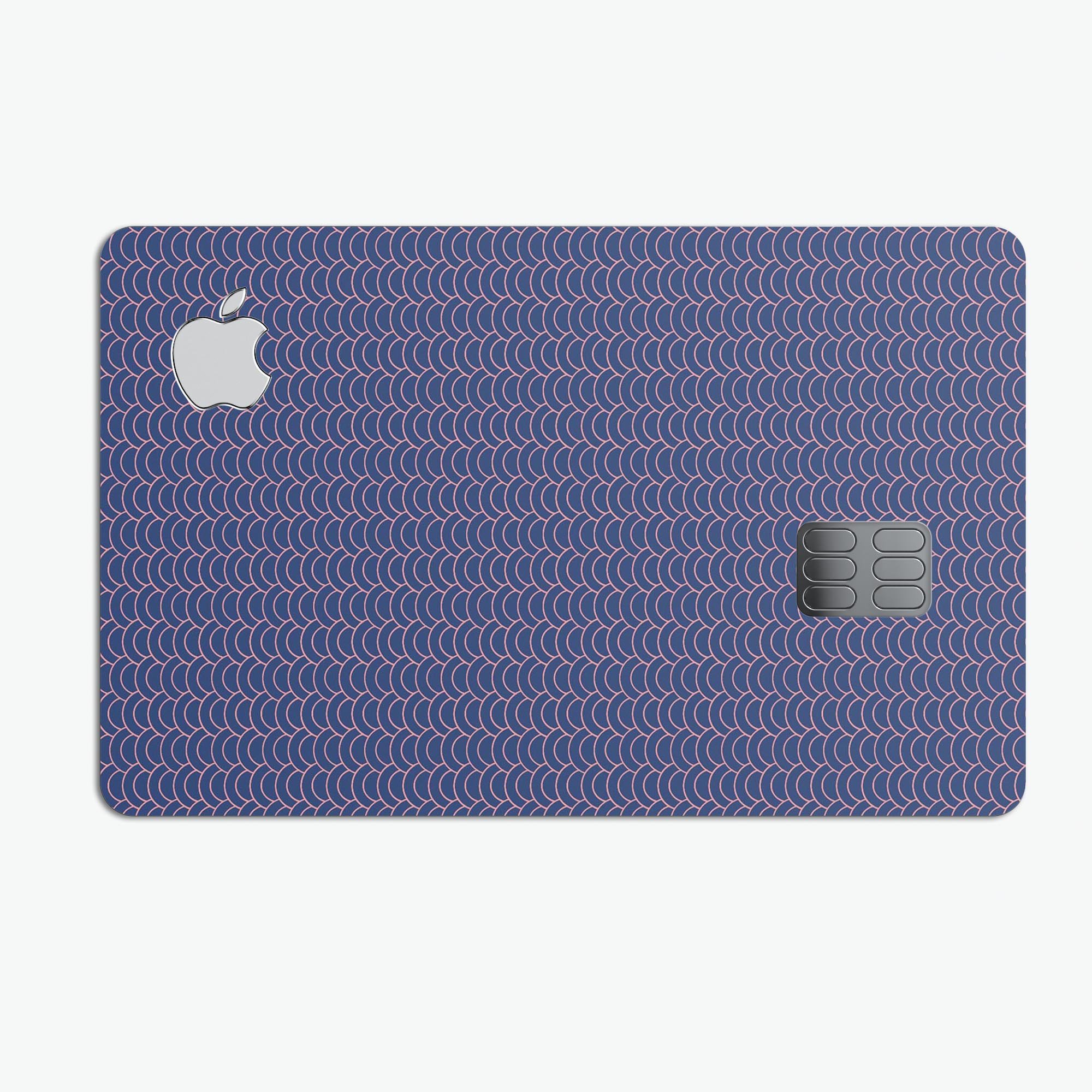 Navy SemiCircles Over Coral decal skin for Apple Card, showcasing its vibrant design and premium quality.