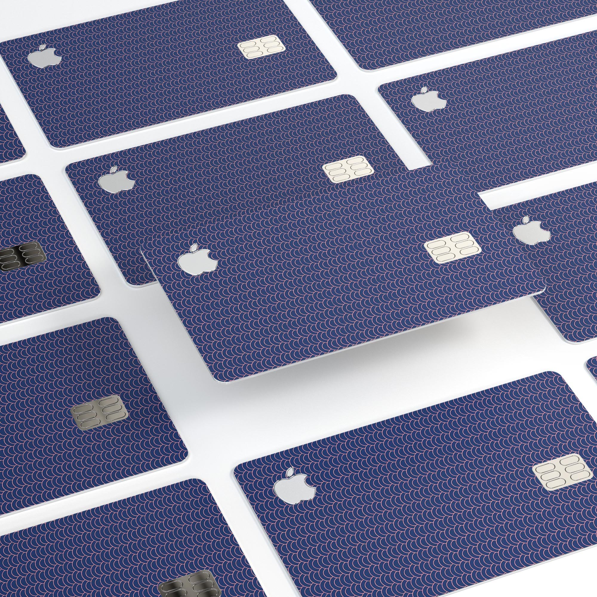 Navy SemiCircles Over Coral decal skin for Apple Card, showcasing its vibrant design and premium quality.