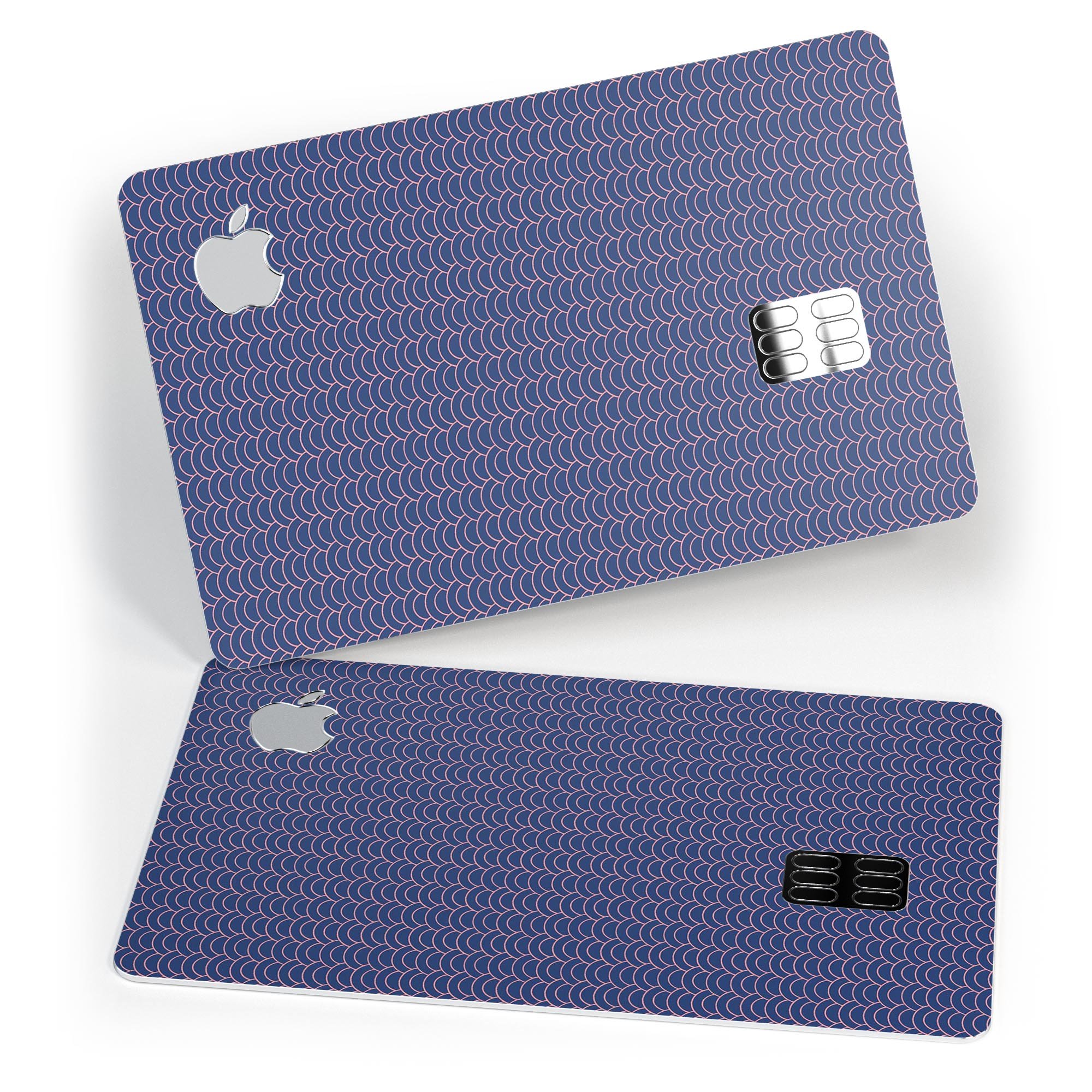 Navy SemiCircles Over Coral decal skin for Apple Card, showcasing its vibrant design and premium quality.