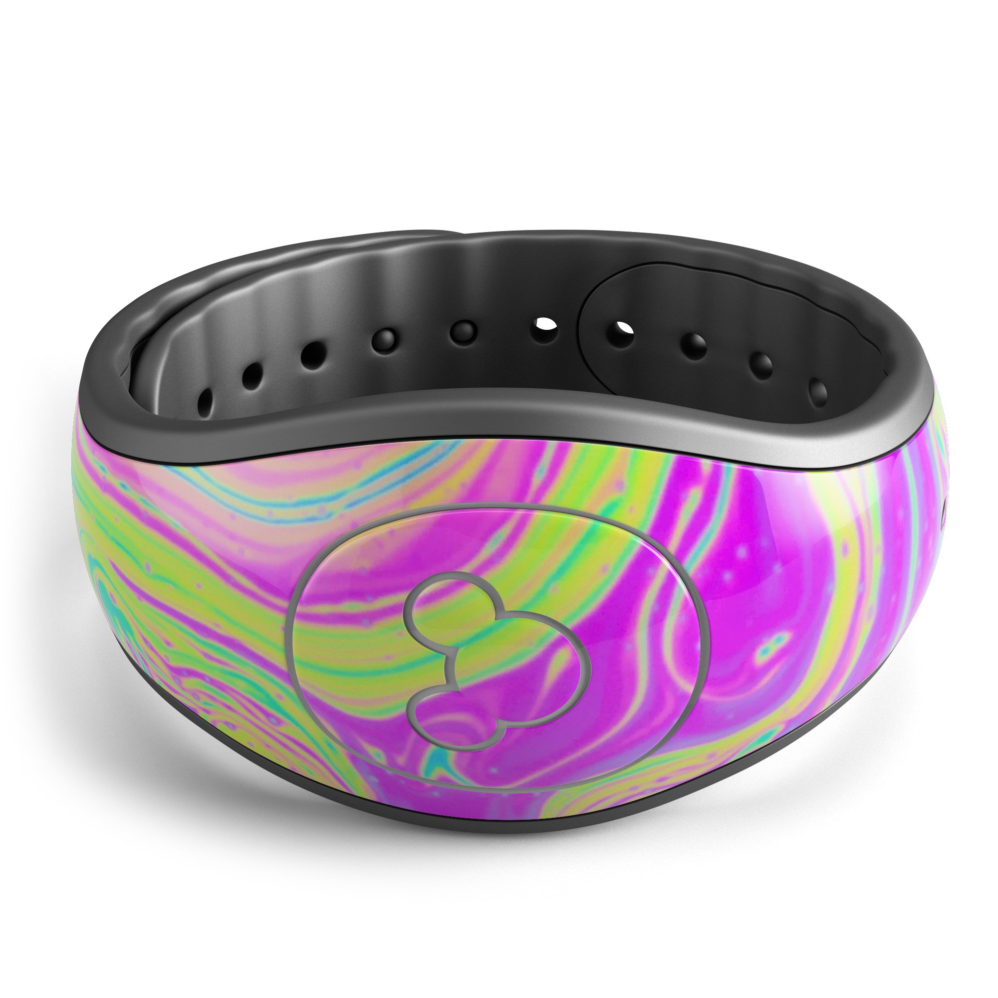 Neon Color Fusion decal skin wrap kit for Disney Magic Band showcasing vibrant colors and trendy designs.