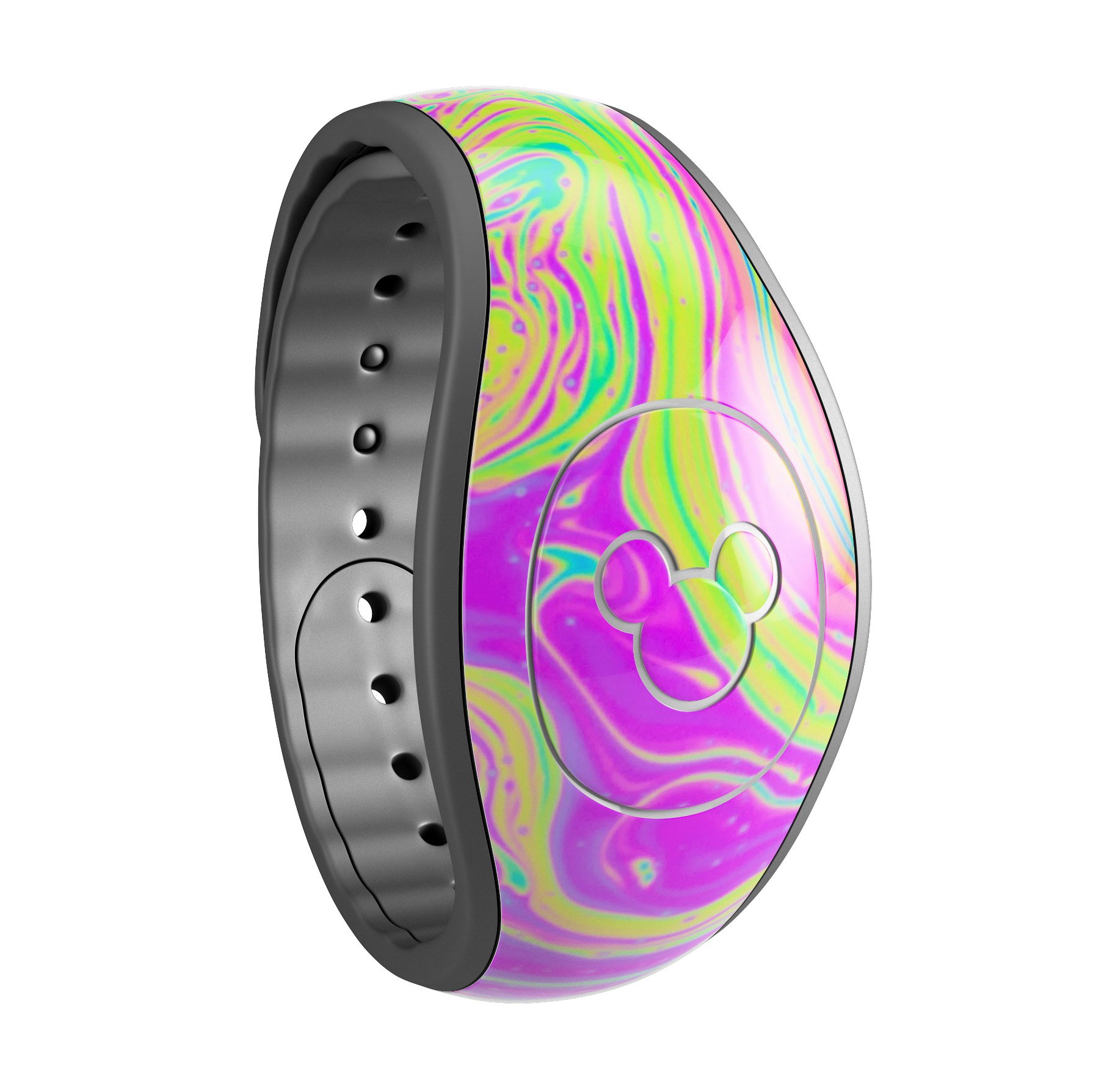 Neon Color Fusion decal skin wrap kit for Disney Magic Band showcasing vibrant colors and trendy designs.