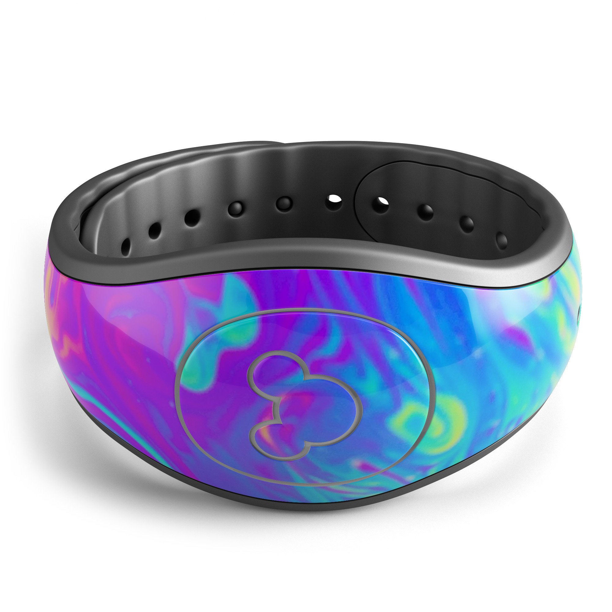 Neon Color Fusion V2 decal skin wrap kit for Disney Magic Band, showcasing vibrant colors and trendy designs.