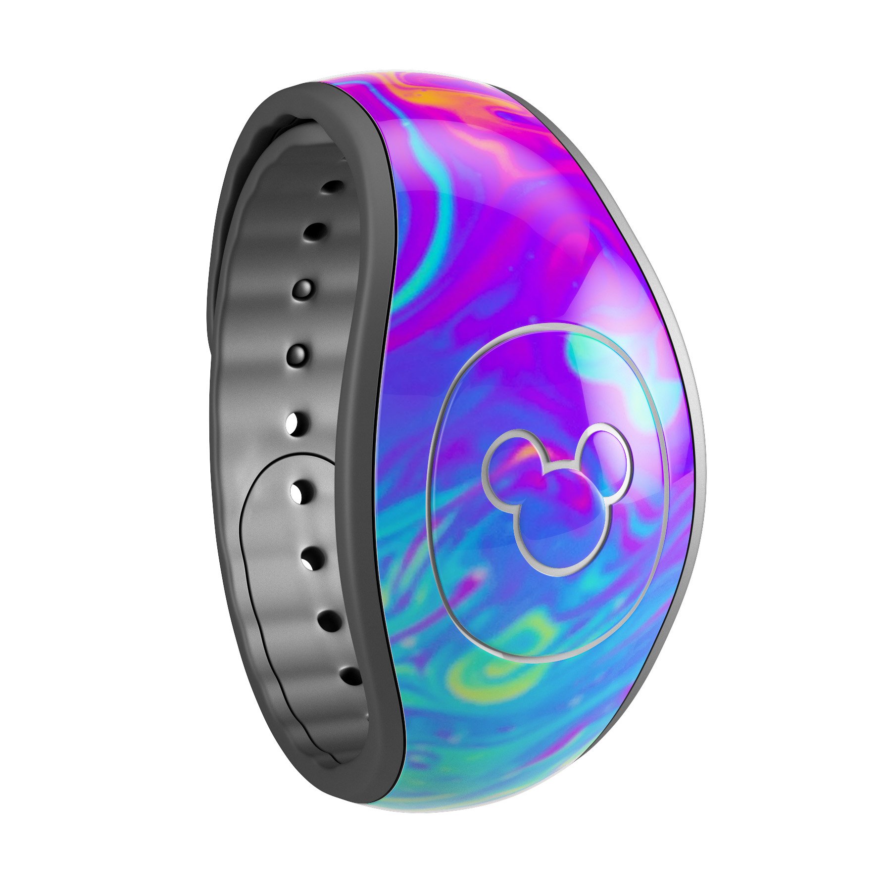 Neon Color Fusion V2 decal skin wrap kit for Disney Magic Band, showcasing vibrant colors and trendy designs.