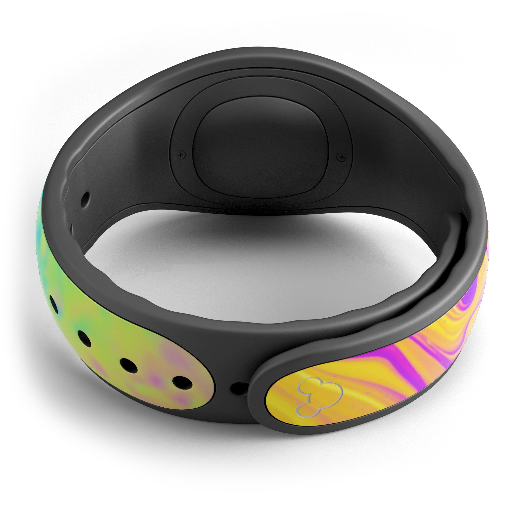 Neon Color Fusion V2 decal skin wrap kit for Disney Magic Band, showcasing vibrant colors and trendy designs.