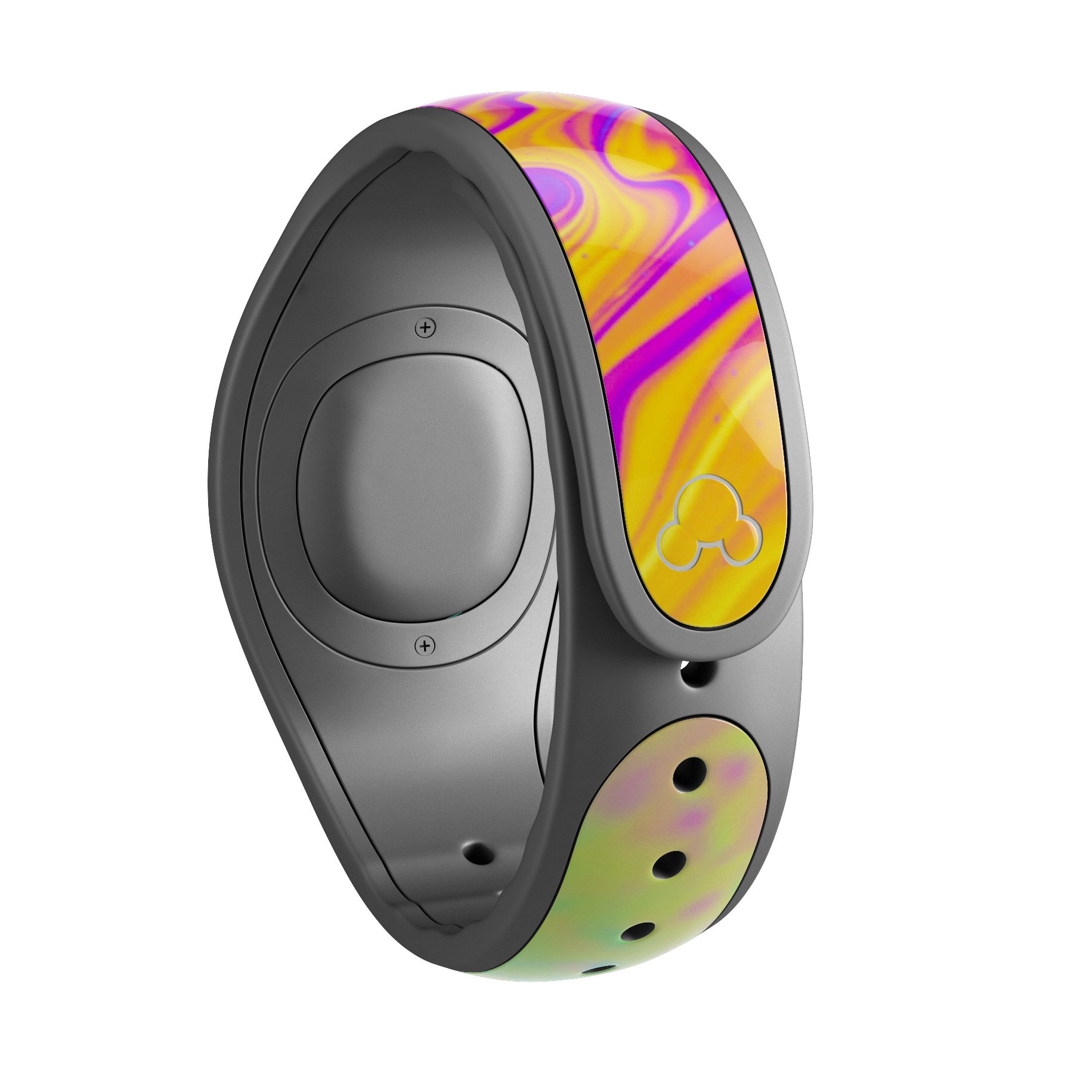 Neon Color Fusion V2 decal skin wrap kit for Disney Magic Band, showcasing vibrant colors and trendy designs.